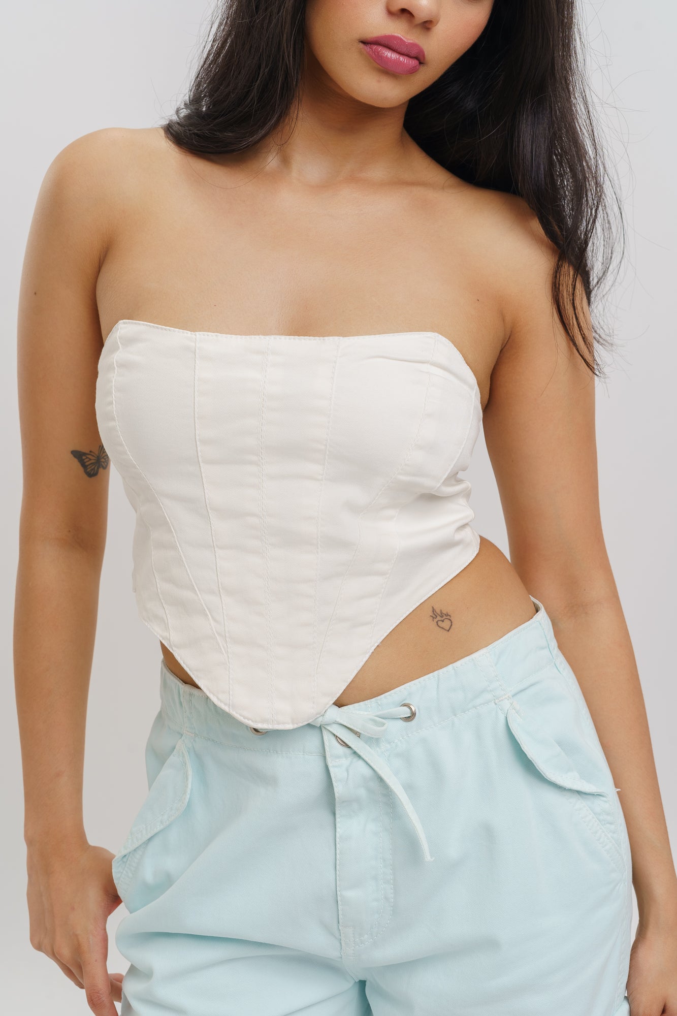 WHITE SEAMPLAY BUSTIER TOP