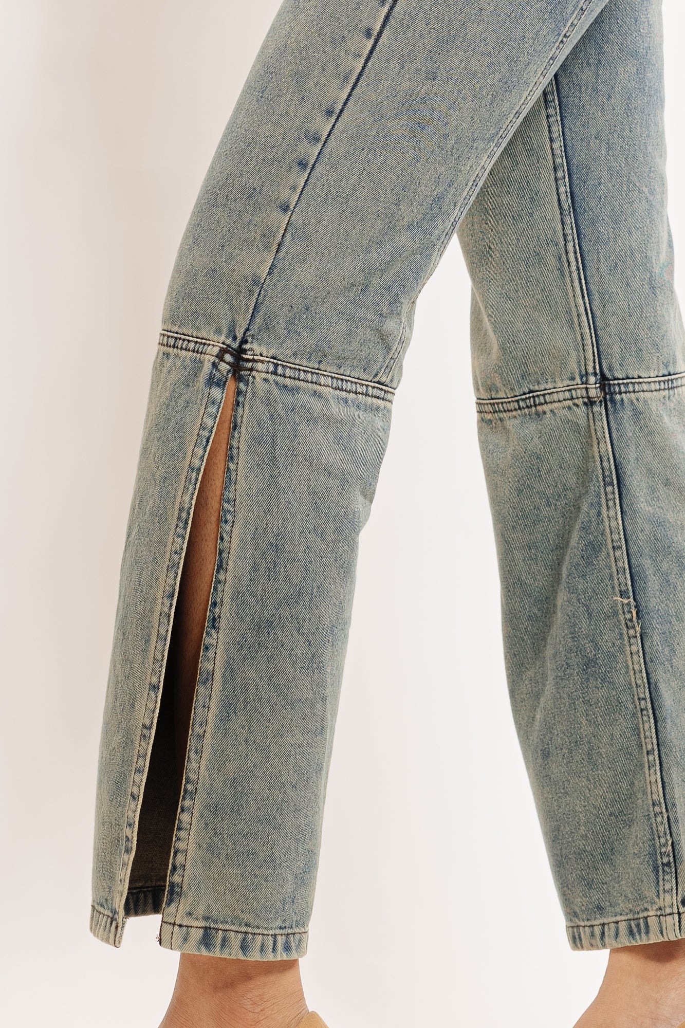 Vintage Washed Side Slit Jeans