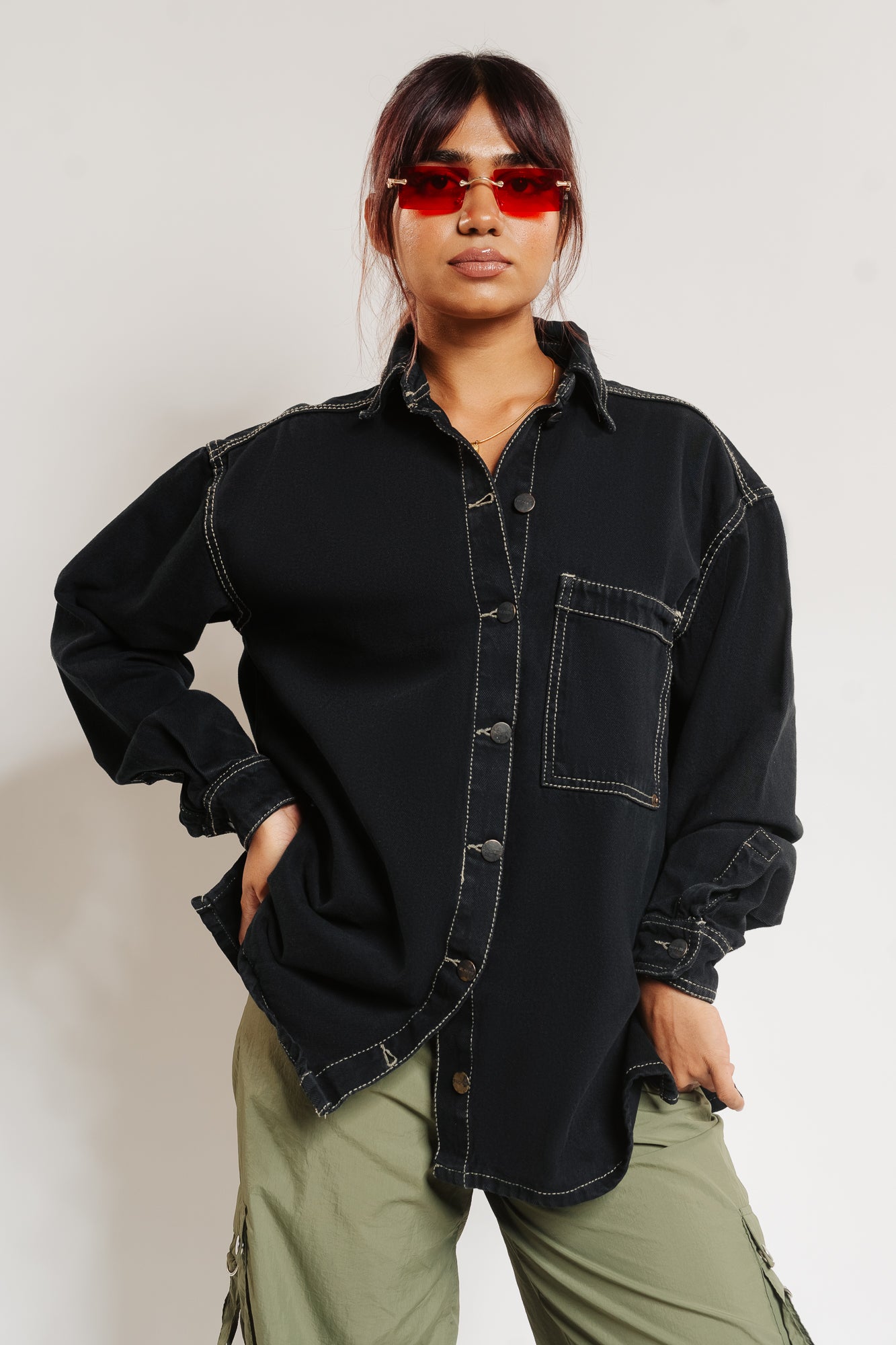luvamia Denim Top Blouses & Button-Down Shirts Long Sleeve Shirt Black Shirt  Womens Work Black Jean Jacket Cowgirl Shirt Size Small Size 4 6 at Amazon  Women's Clothing store