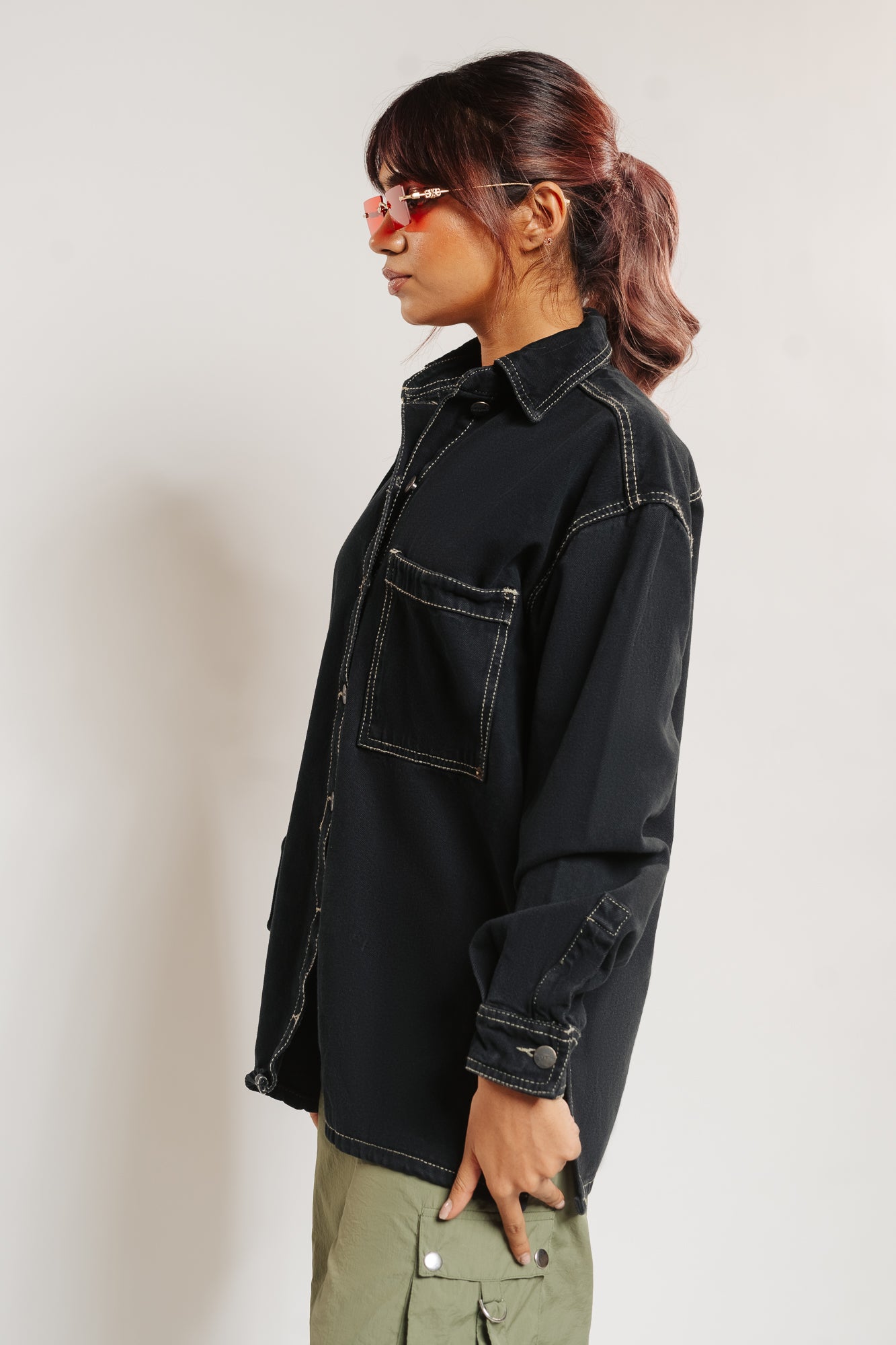 SHEWIN Denim Jacket for Women Oversized Jean Shirt Jackets Boyfriend  Distressed Shacket for Women Black - Walmart.com