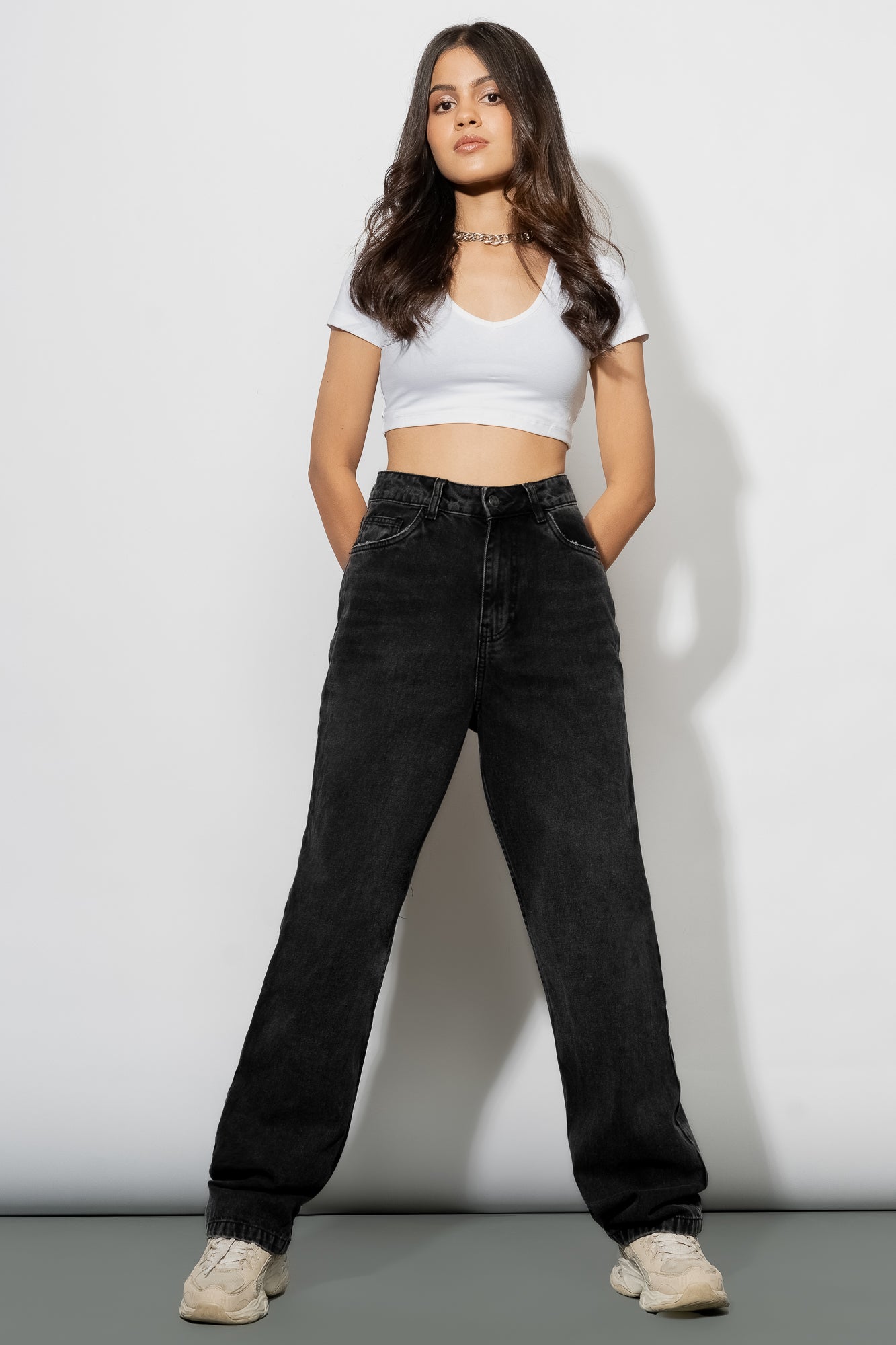 Shop Charcoal Straight Jeans For Women Online