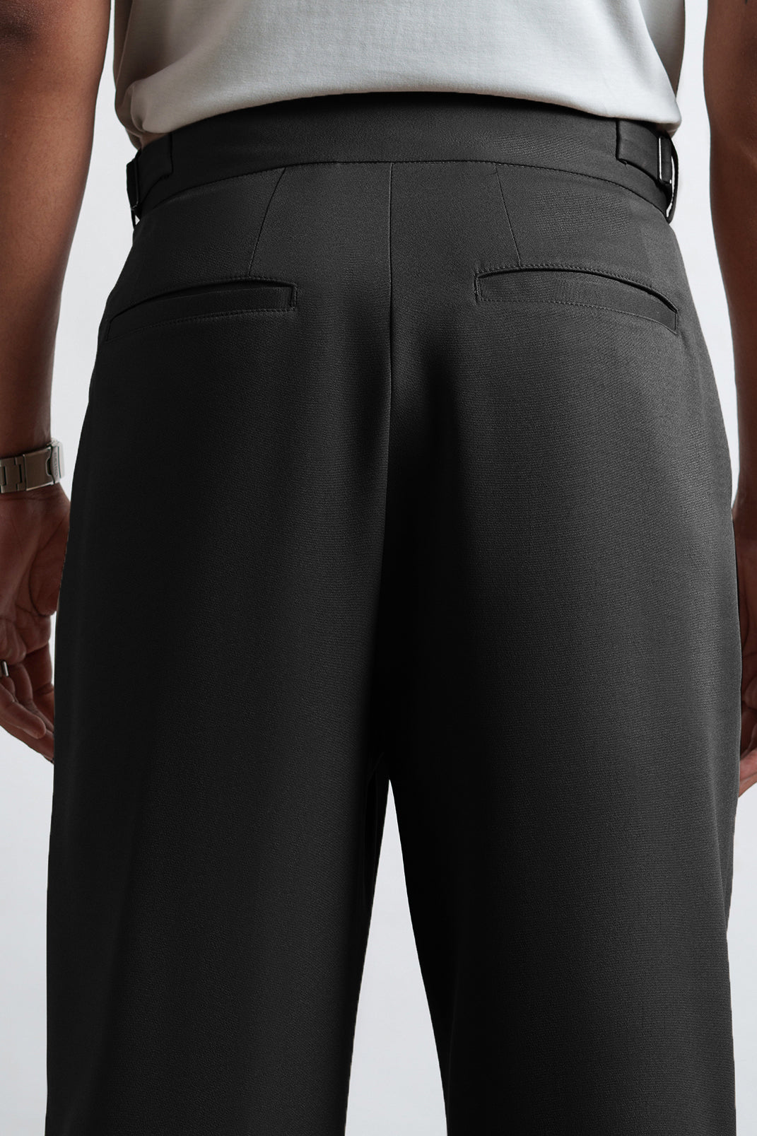 Ultimate Black Buckle Detail Men's Korean Pants