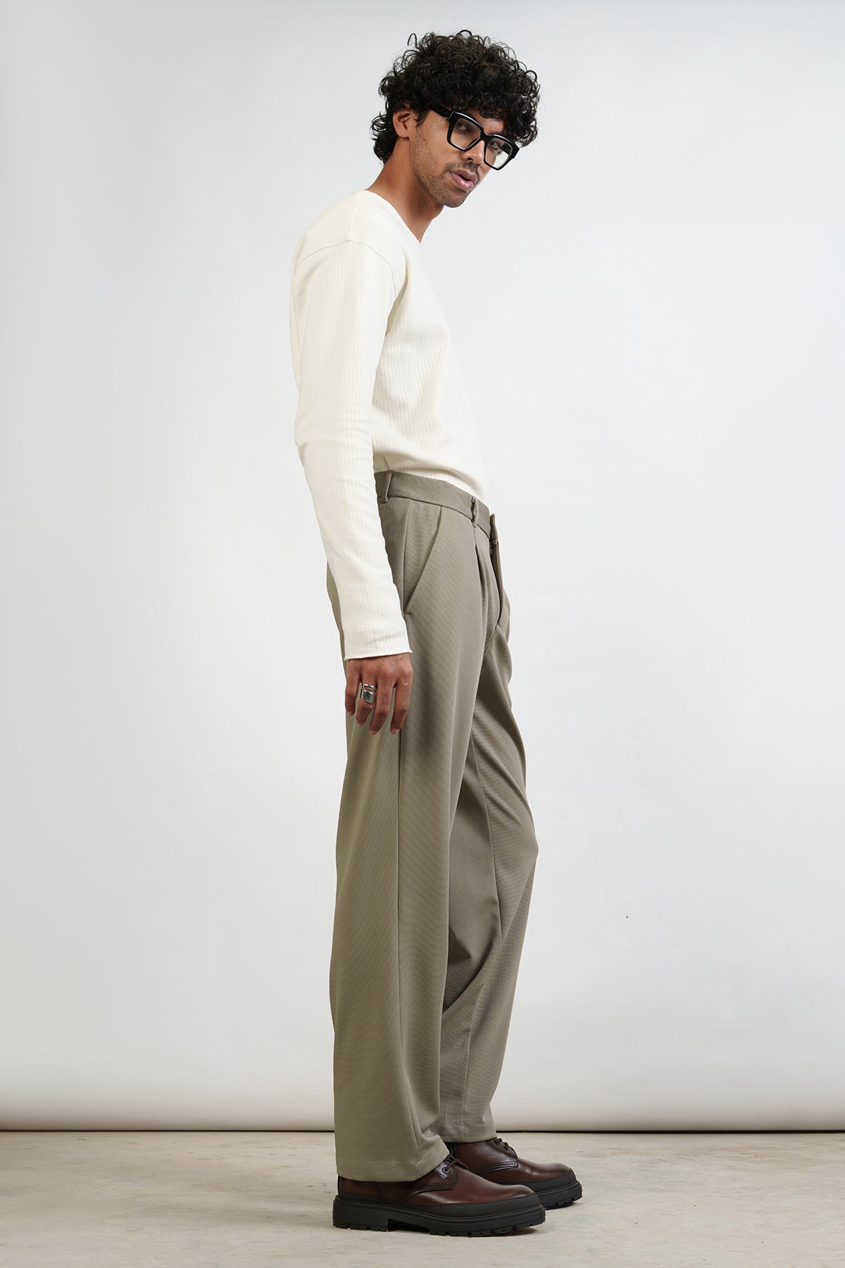 Echo Sage Men's Pleated Straight Korean Pants