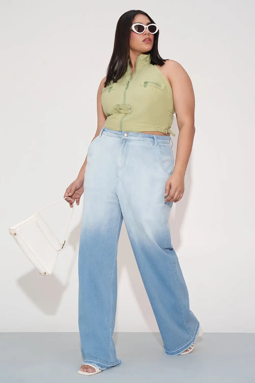 Cerulean Crush Curve Wide Leg Jeans