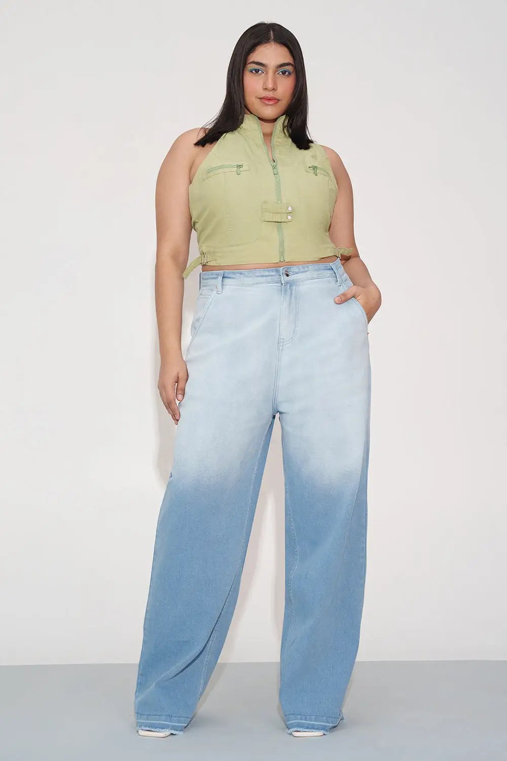 Cerulean Crush Curve Wide Leg Jeans