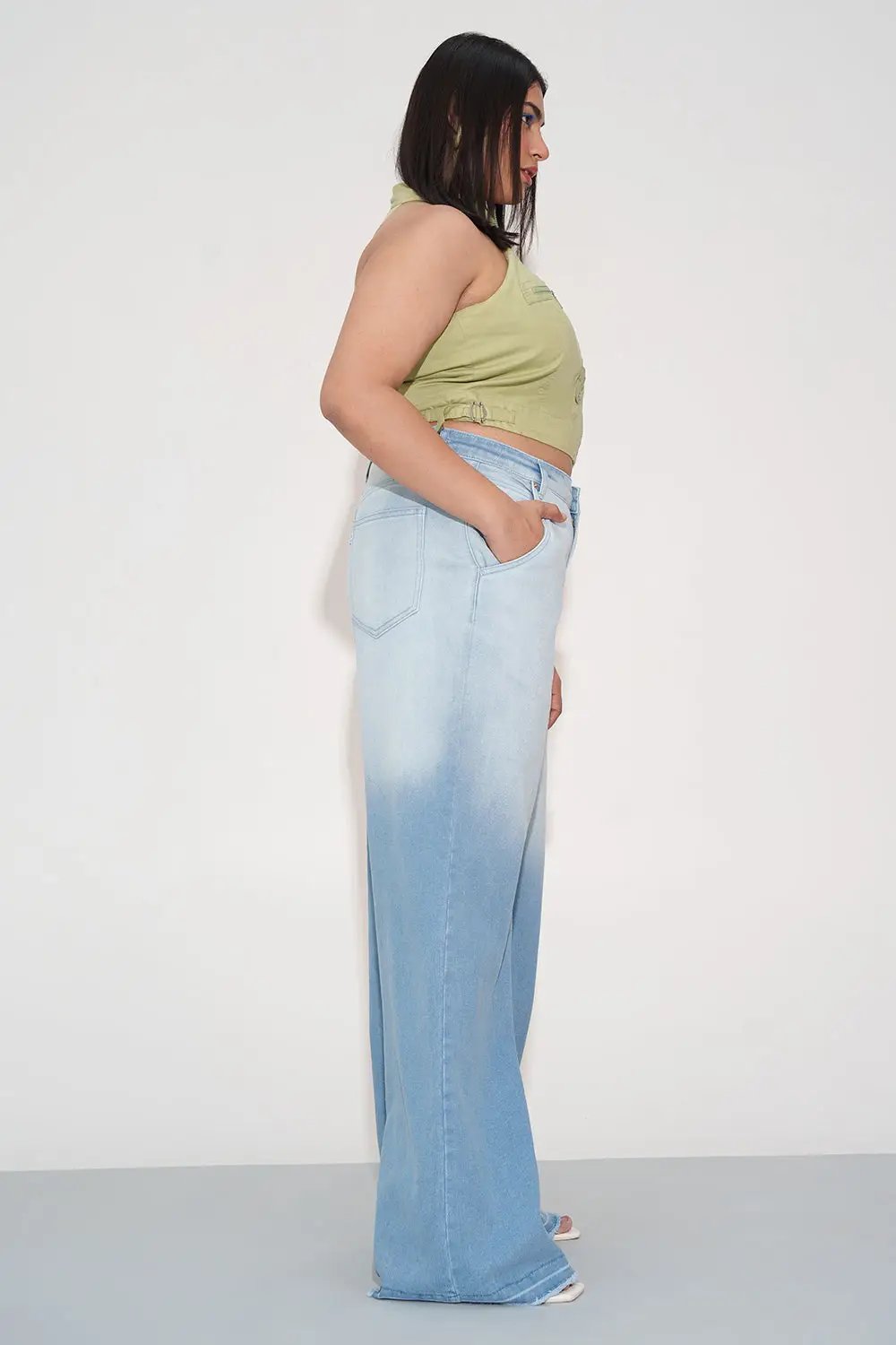 Cerulean Crush Curve Wide Leg Jeans