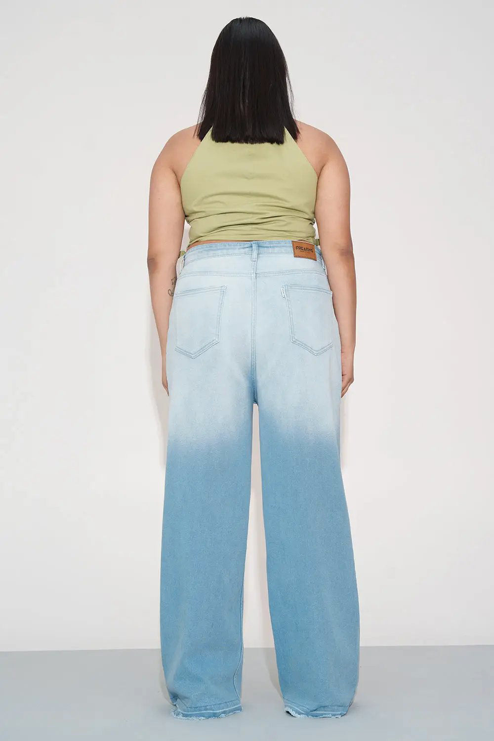 Morning Blue Ombre Curve Wide Leg Jeans