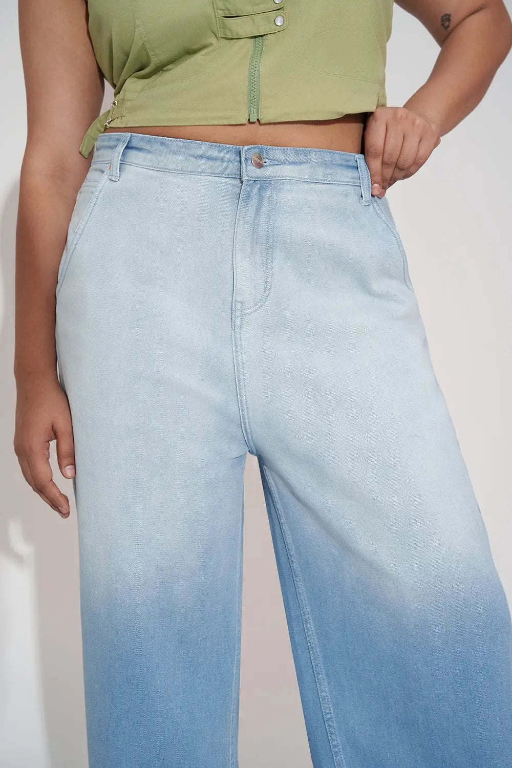 Cerulean Crush Curve Wide Leg Jeans