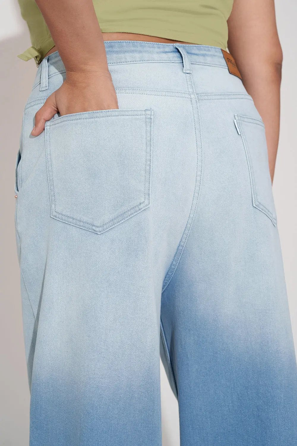 Cerulean Crush Curve Wide Leg Jeans