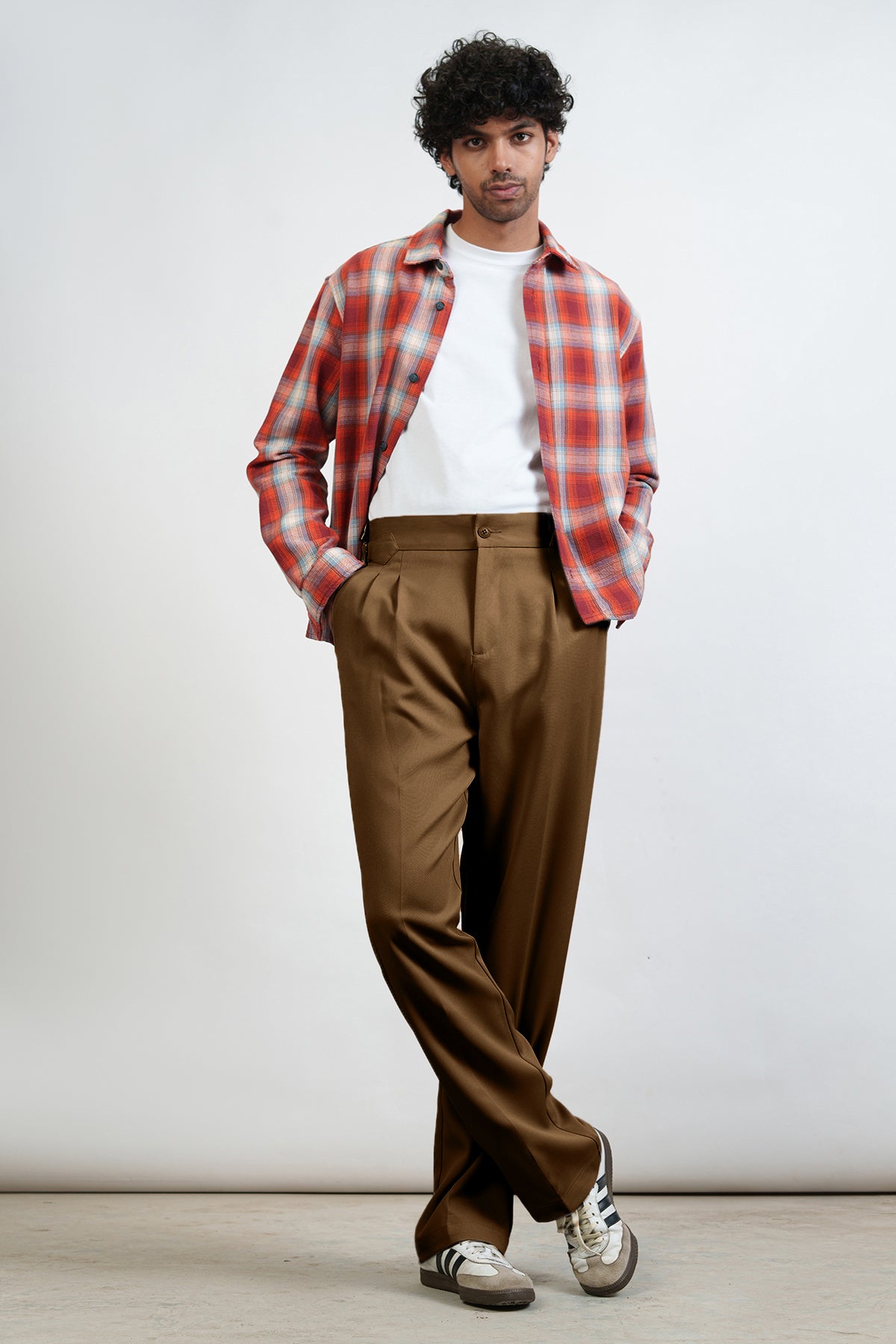 Sepia Brown Side Detail Men's Korean Pants