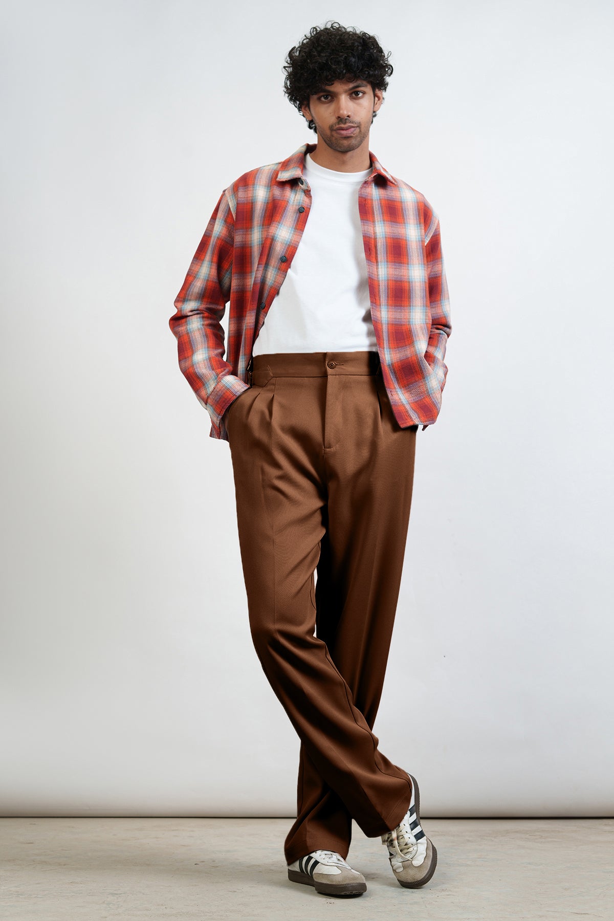 Nutmeg Brown Side Detail Men's Korean Pants