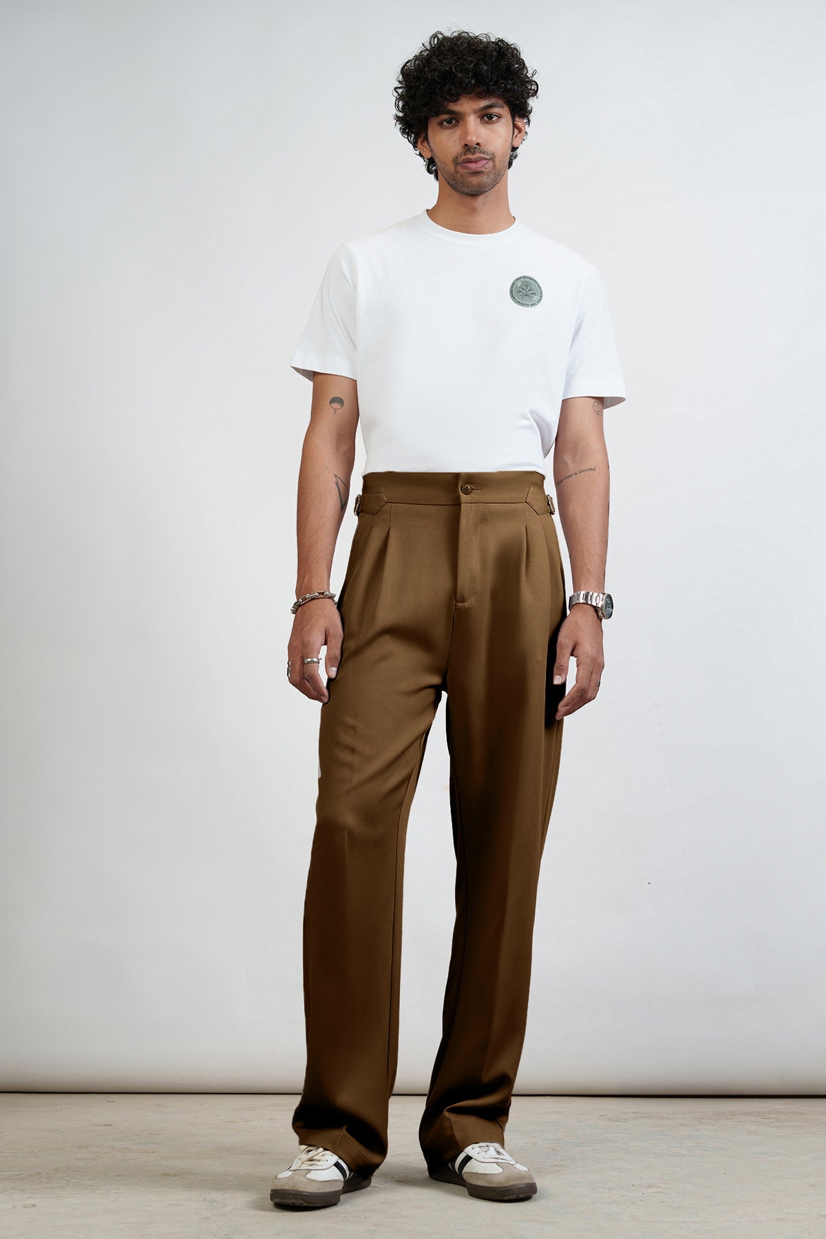 Sepia Brown Side Detail Men's Korean Pants