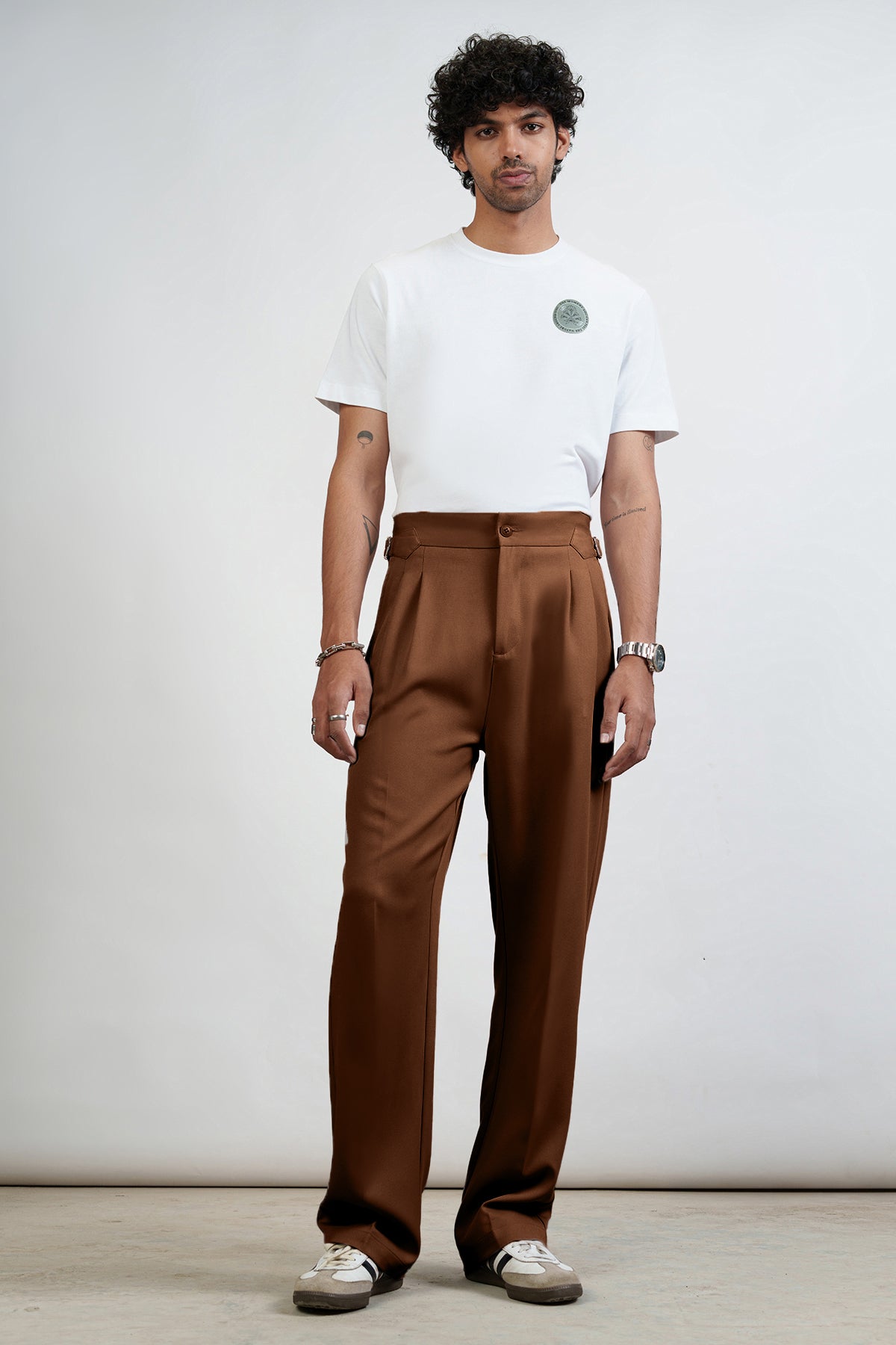 Nutmeg Brown Side Detail Men's Korean Pants