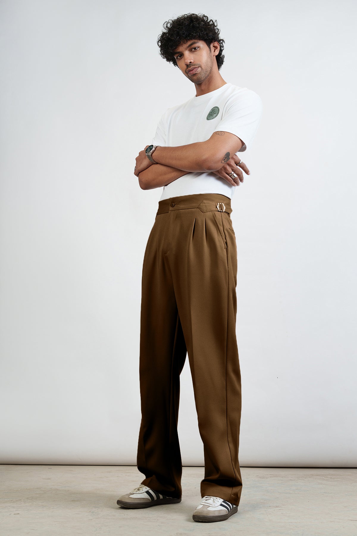 Sepia Brown Side Detail Men's Korean Pants