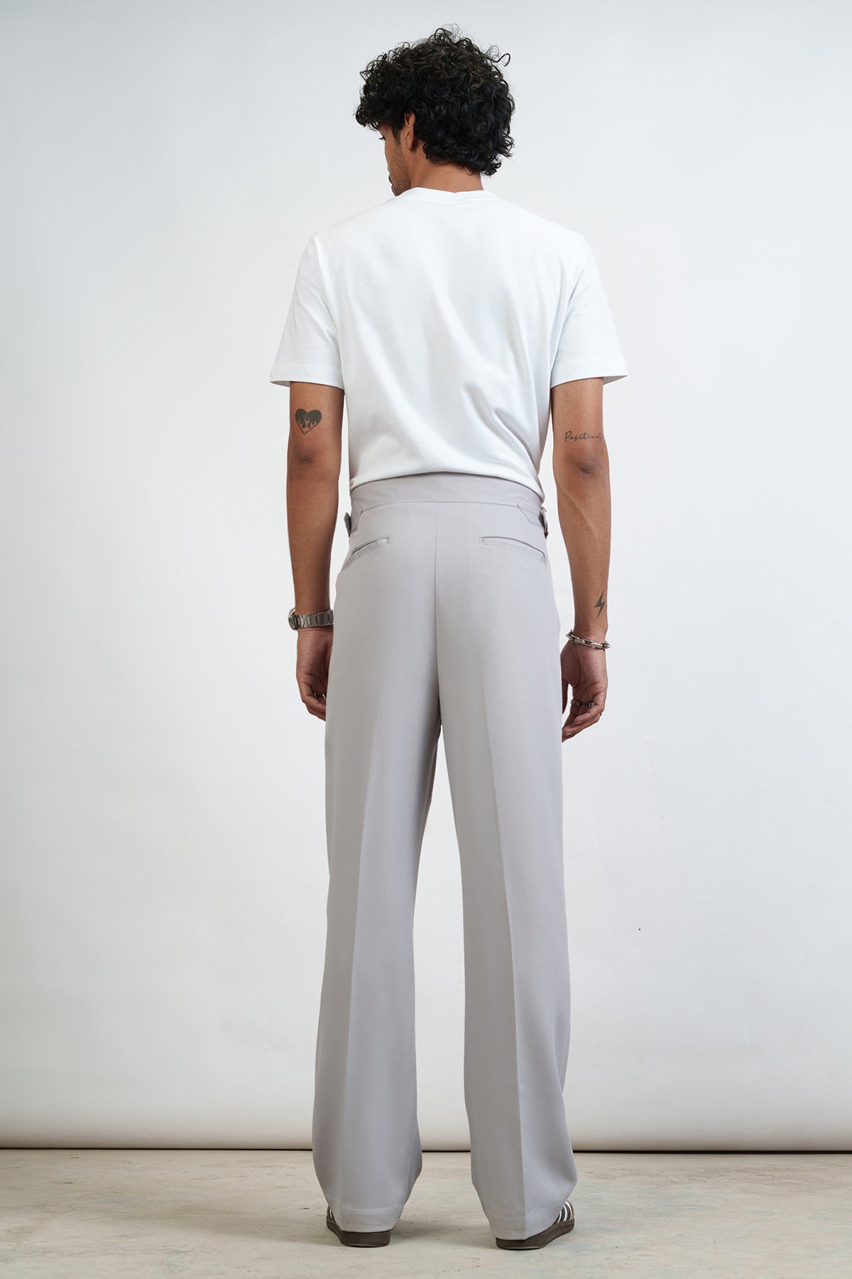 Ice Grey Side Detail Men's Korean Pants