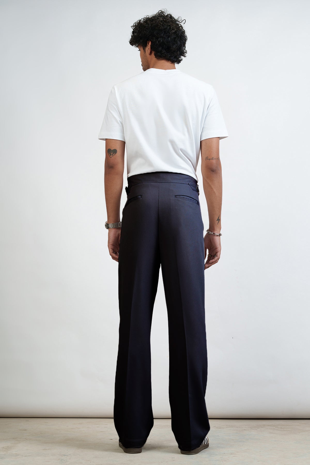 Sharp Navy Side Detail Men's Korean Pants