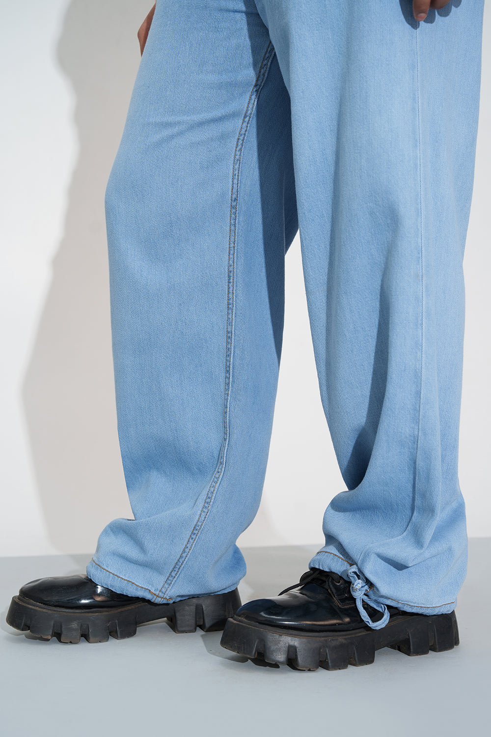 Breeze Blue Curve Denim Korean Pants