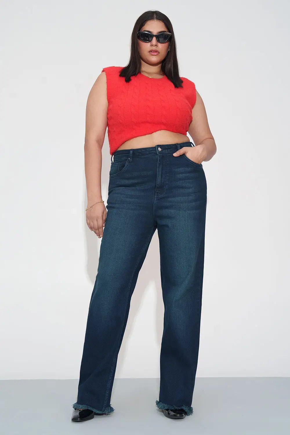 Tinted Teal Curve Straight fit Jeans