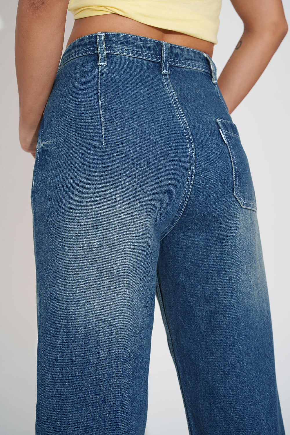 High Waist Mid Blue Straight Fit Jeans