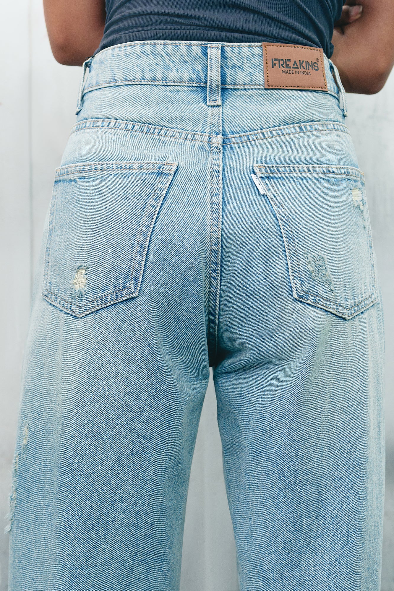 Light Blue Distressed Women's Straight Jeans