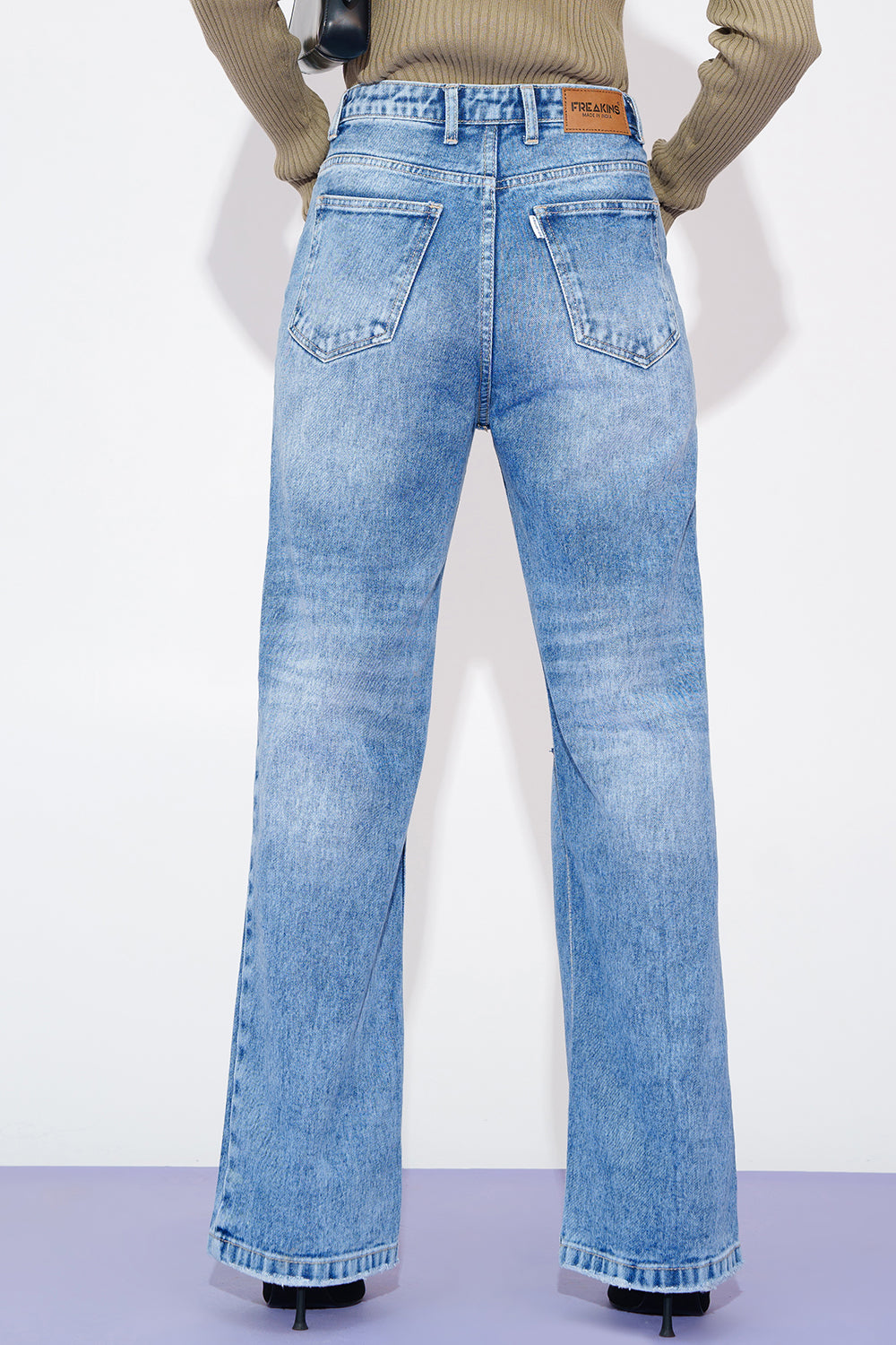 Distressed Edge Straight Fit Jeans