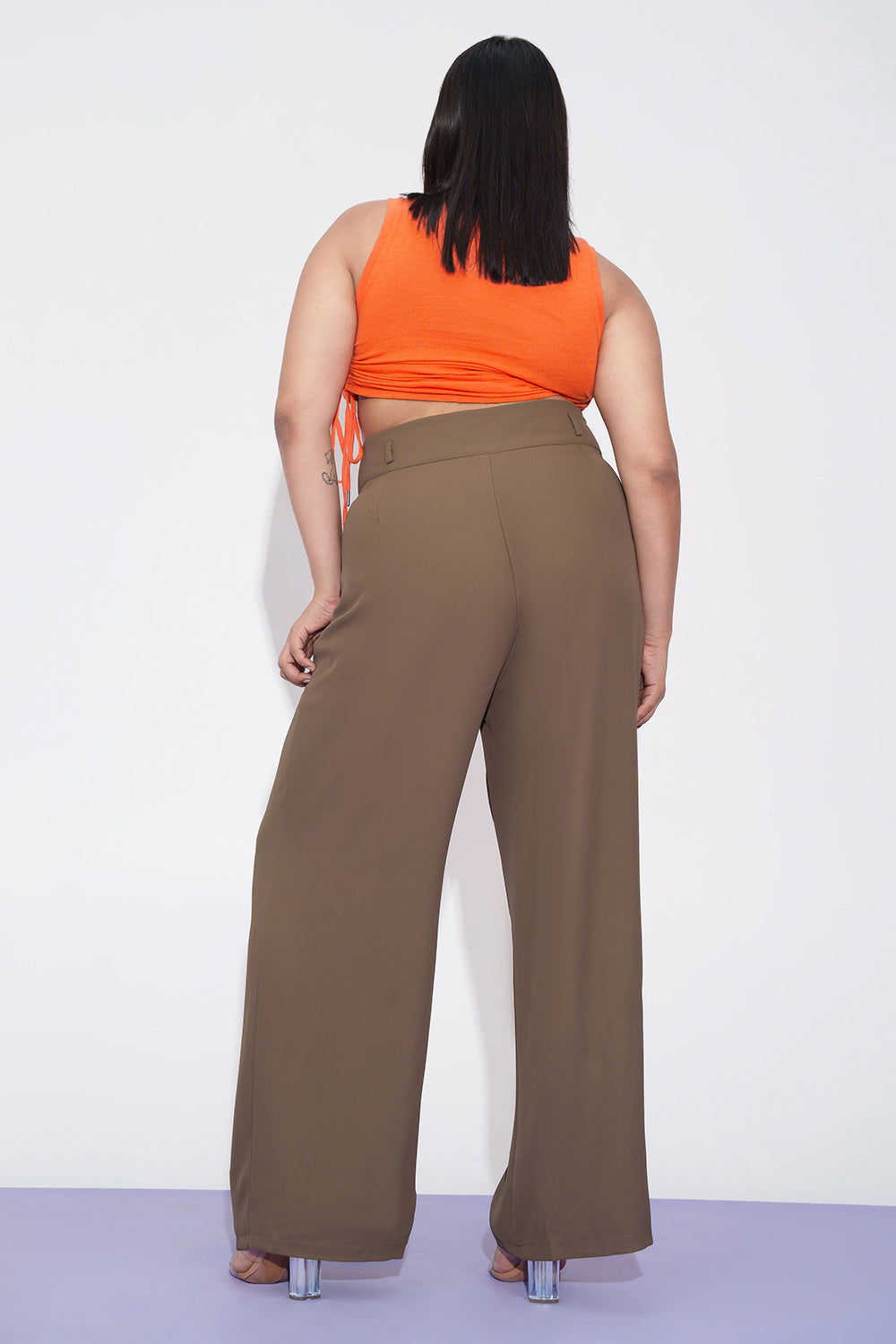 Mocha Mist Curve Classic Pleated Korean Pants