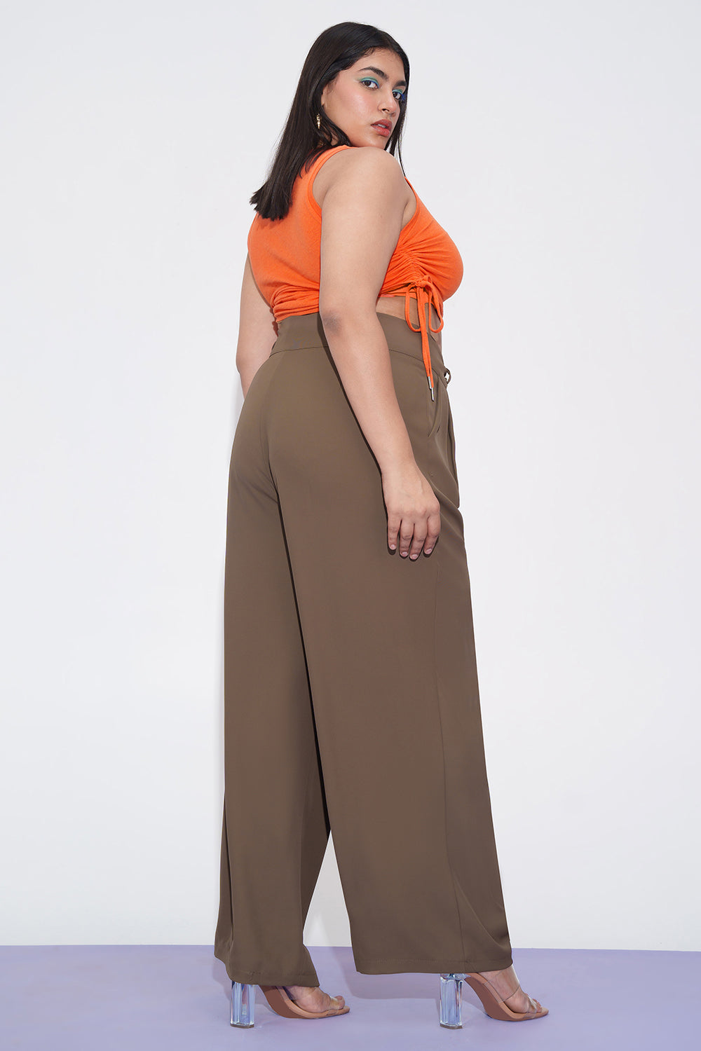 Mocha Mist Curve Classic Pleated Korean Pants