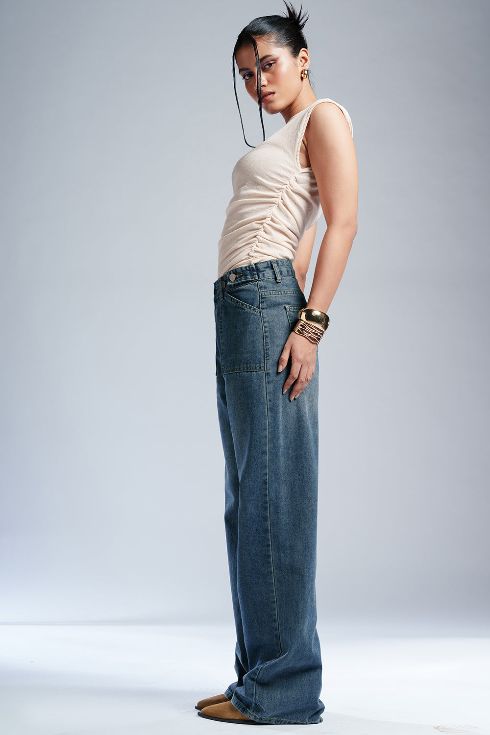 Astral Blue Straight Fit Adjustable Jeans