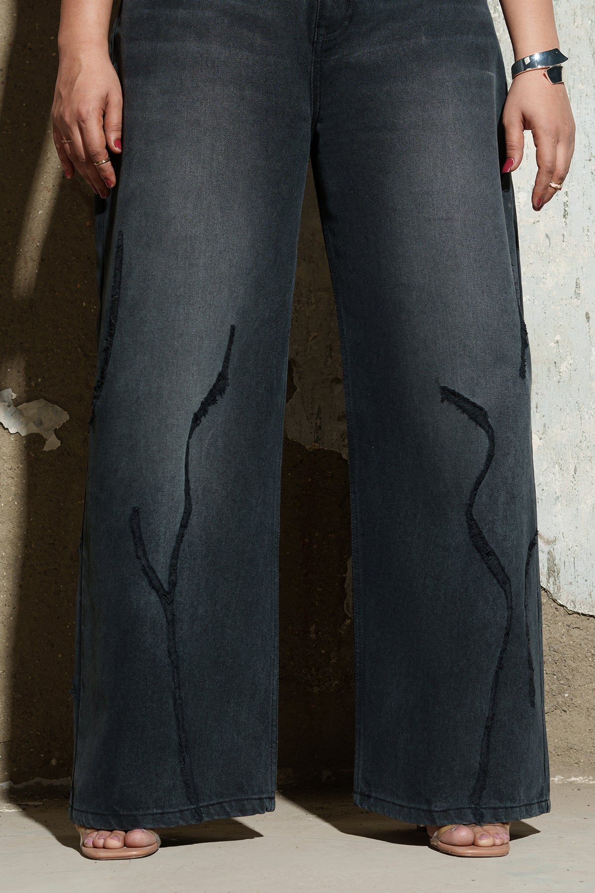 Thunderfall Black Curve Wide Jeans