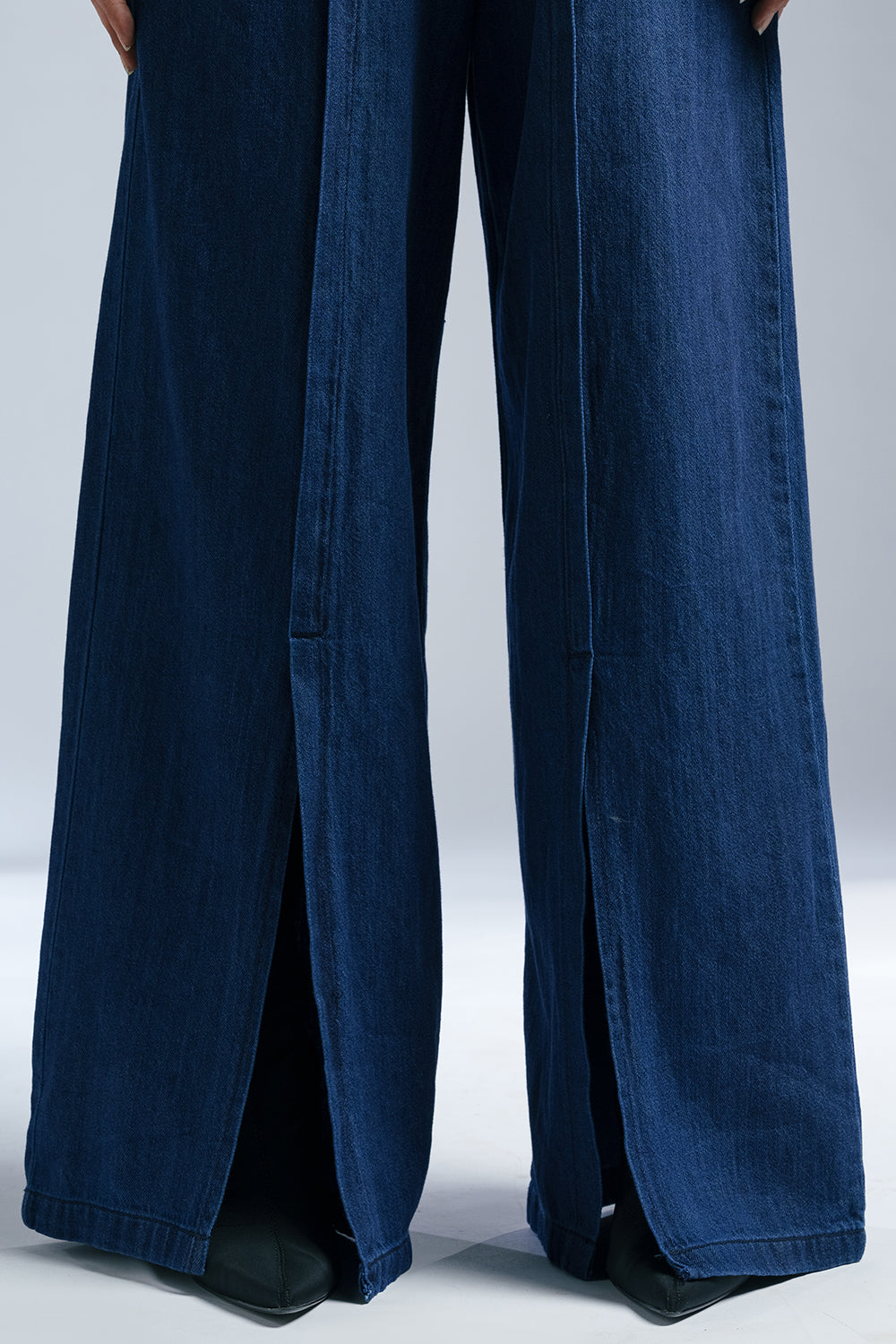 Indigo Blitz Front Slit Denim Korean Pants