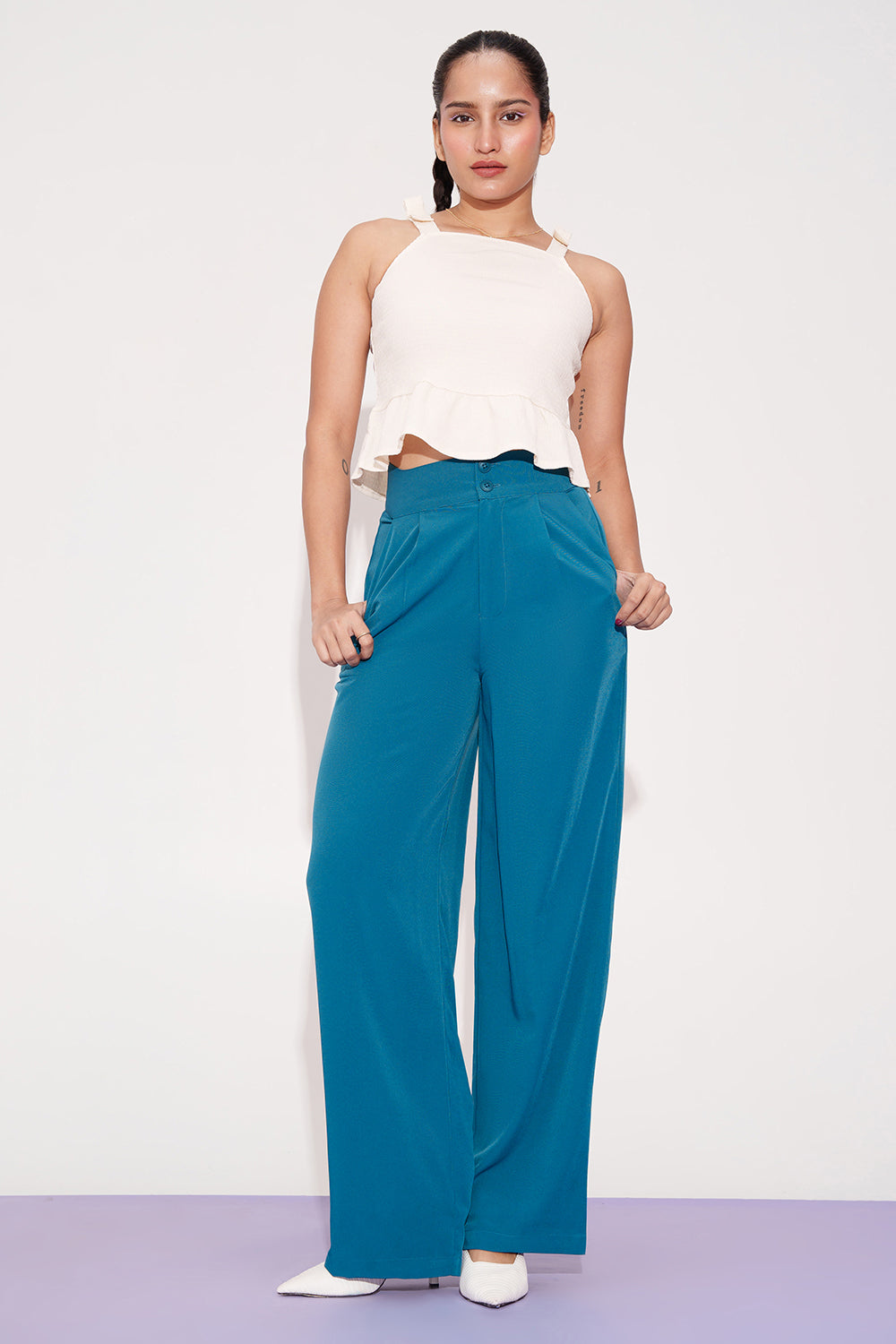 Sydney Blue Single Pleated Korean Pants