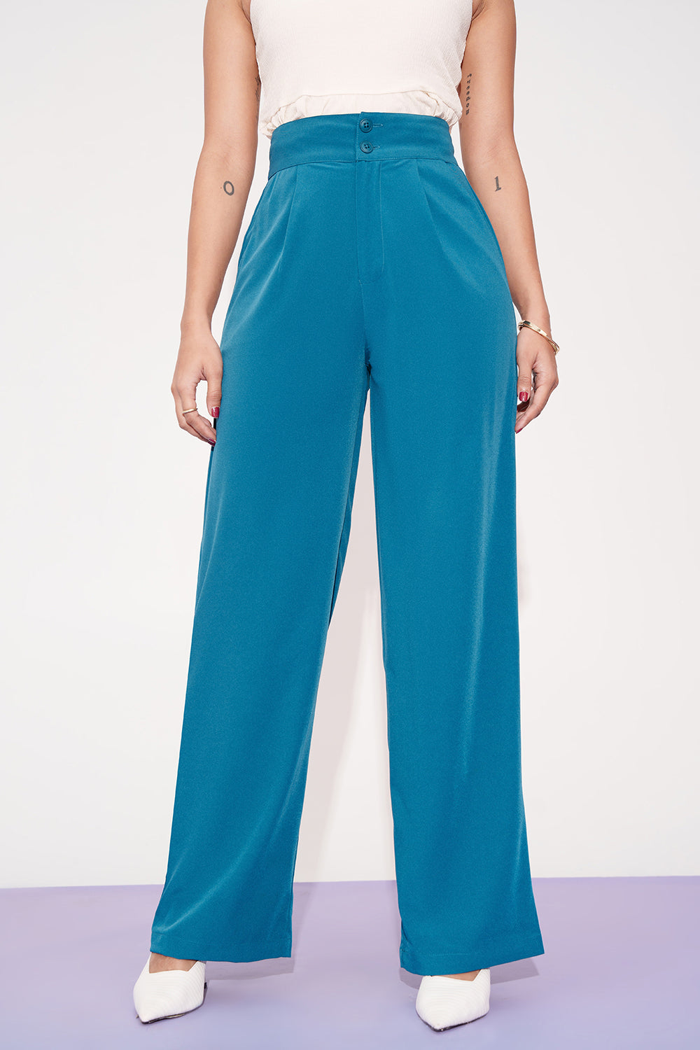 Sydney Blue Single Pleated Korean Pants