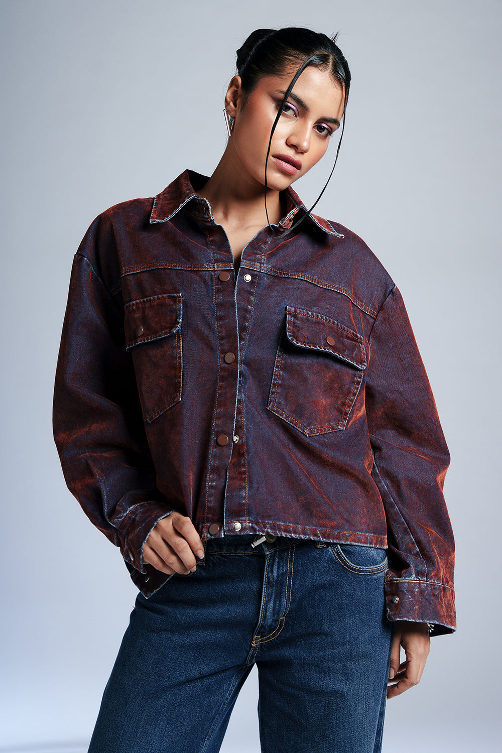 Wine Velvet Classic Denim Jacket