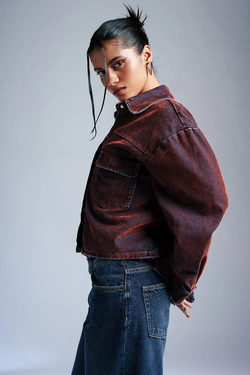 Wine Velvet Classic Denim Jacket