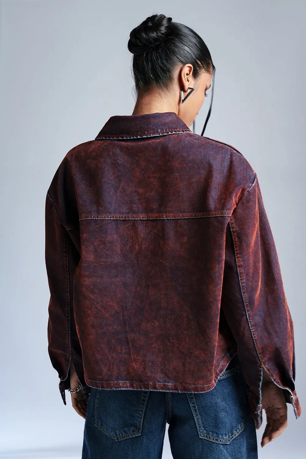 Wine Velvet Classic Denim Jacket