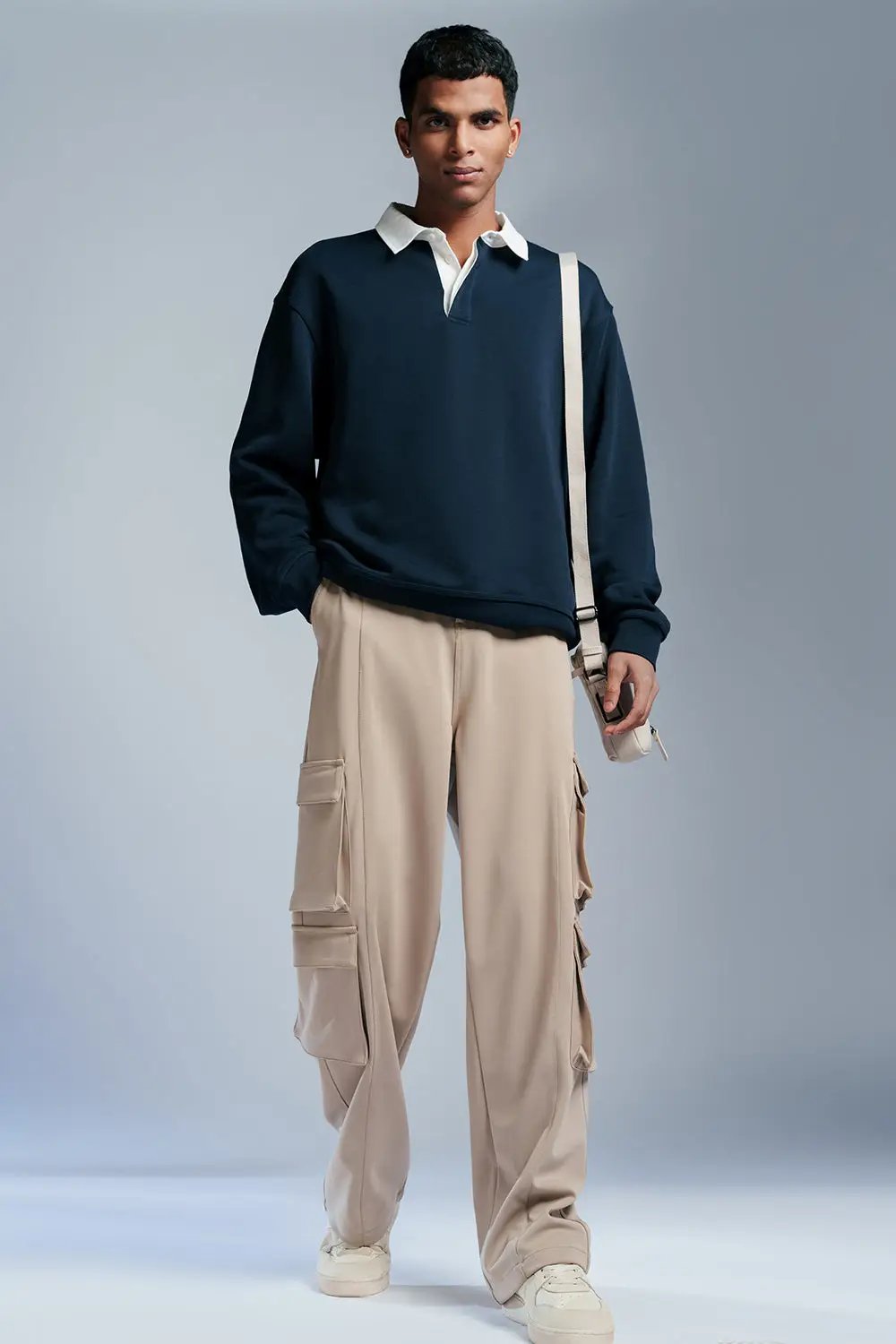 Brawl Beige Men's Baggy Cargo Korean Pants