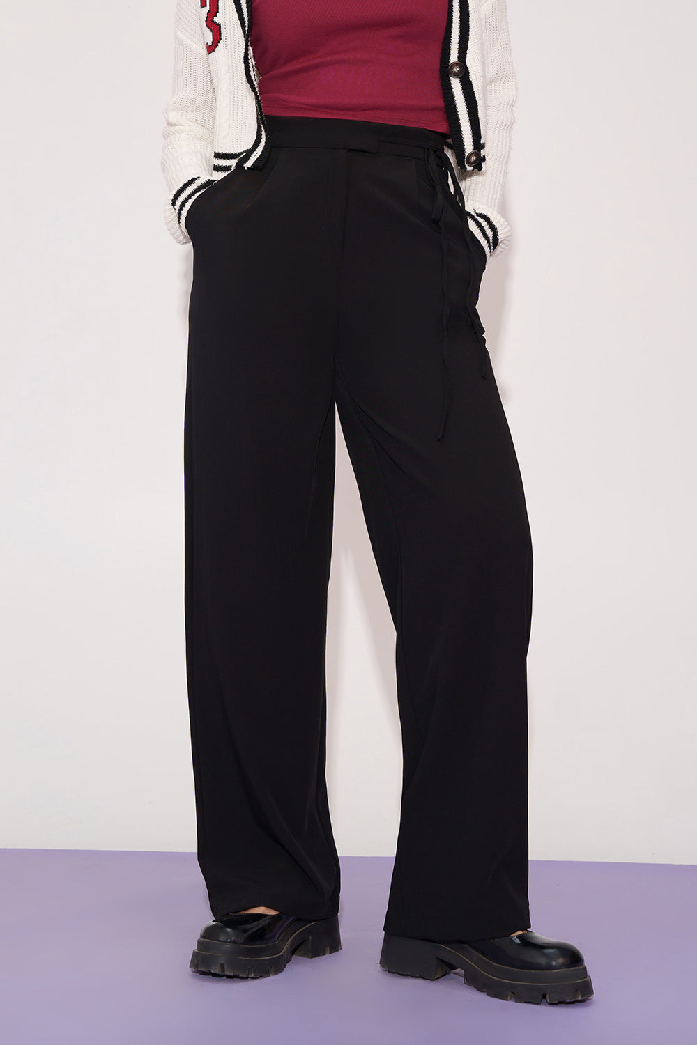 Neo Noir Tie-up Korean Pants