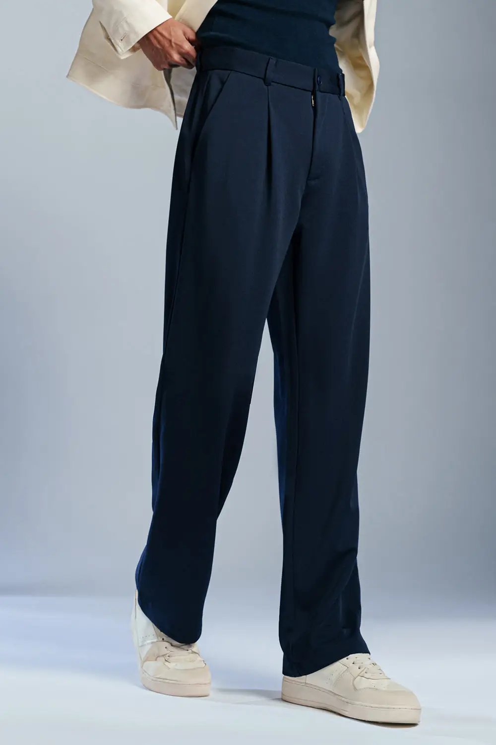 Pitch Navy Men's Textured Korean Pants