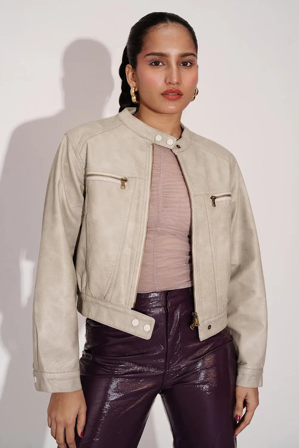 Beige Bliss Women's Biker Jacket