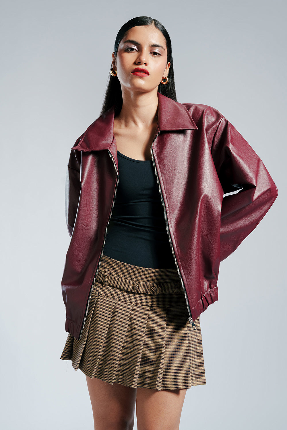 Berry Plum Leather Jacket