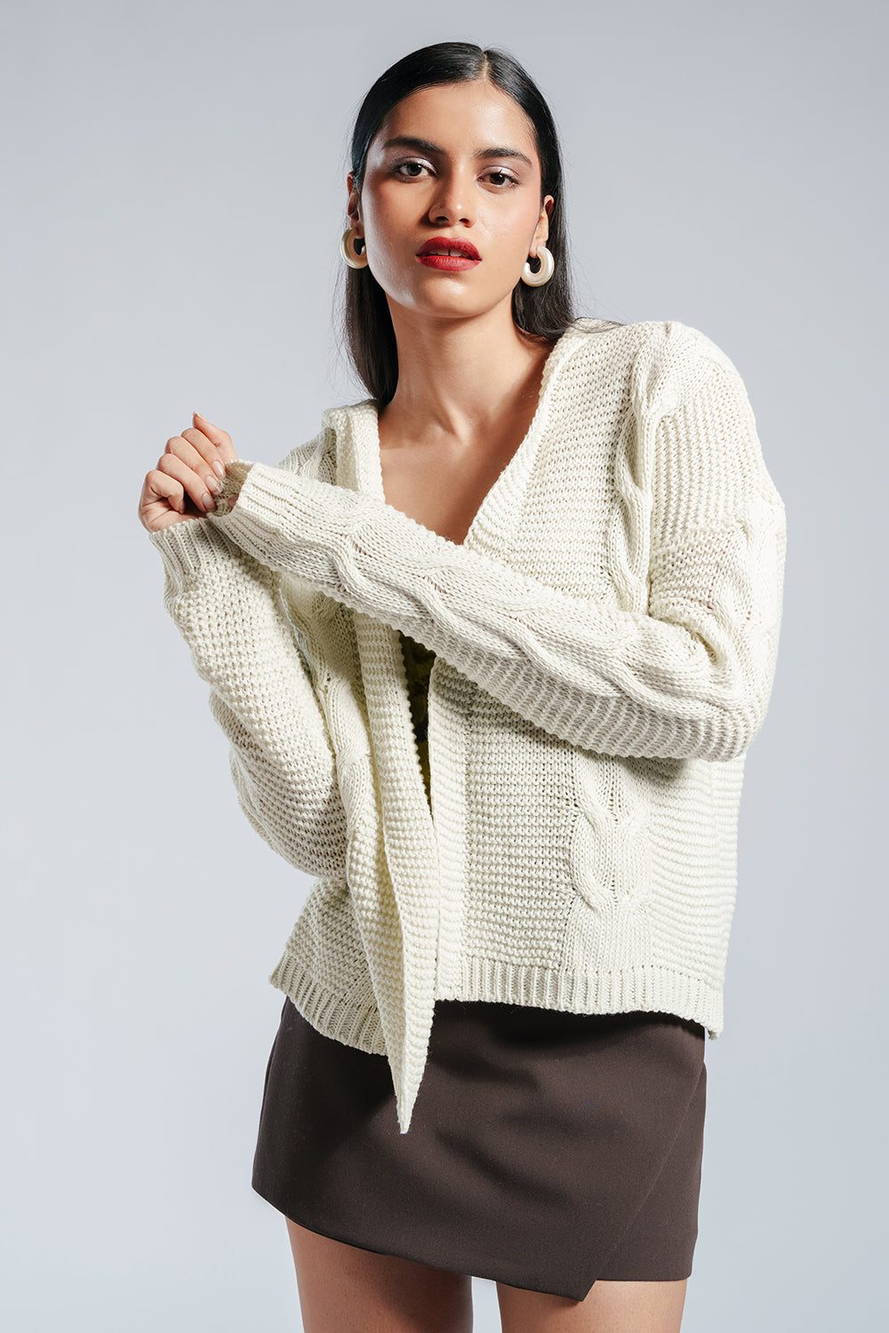 Snow Kissed White Knit Cardigan