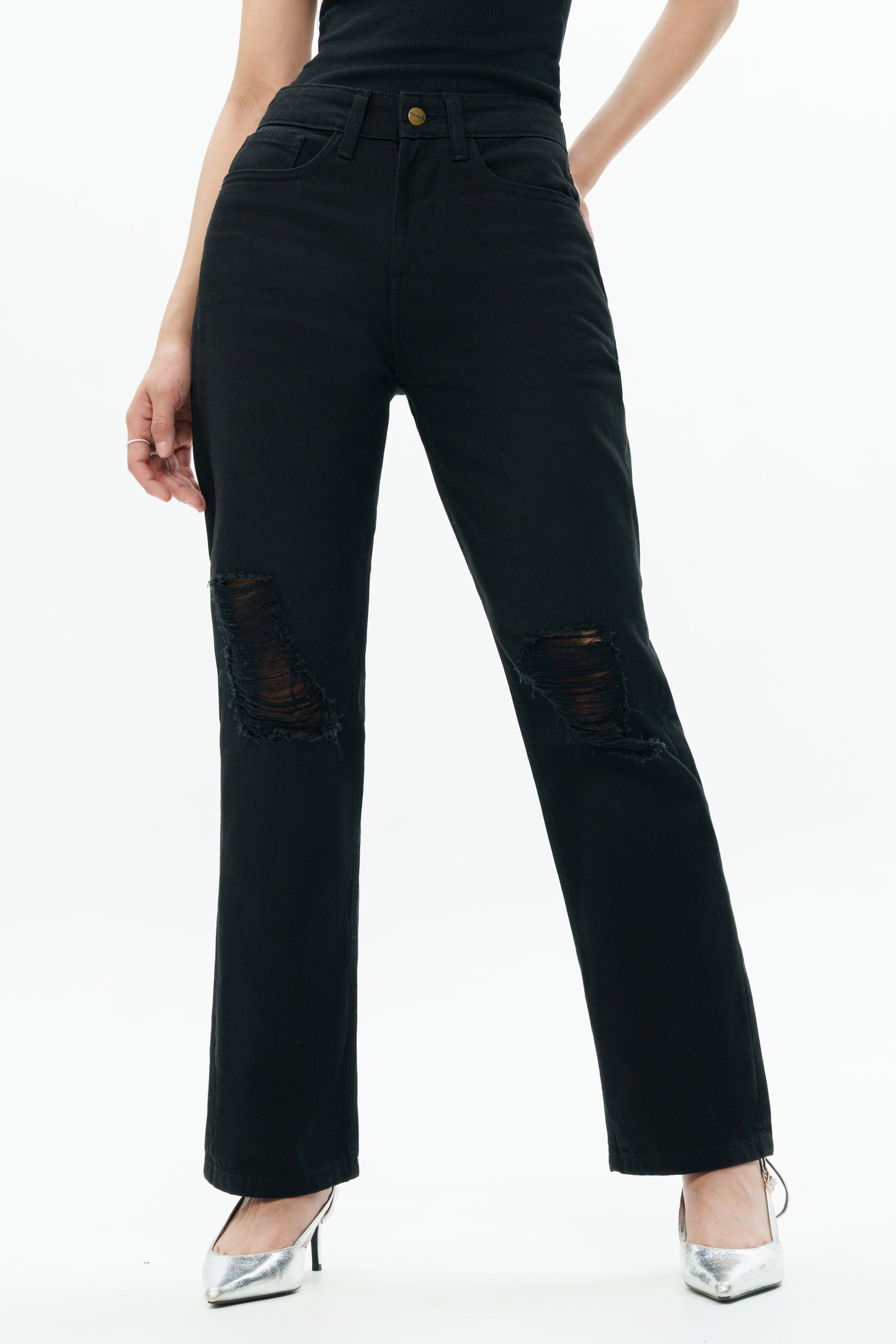 Black Rebel Ripped Straight Jeans