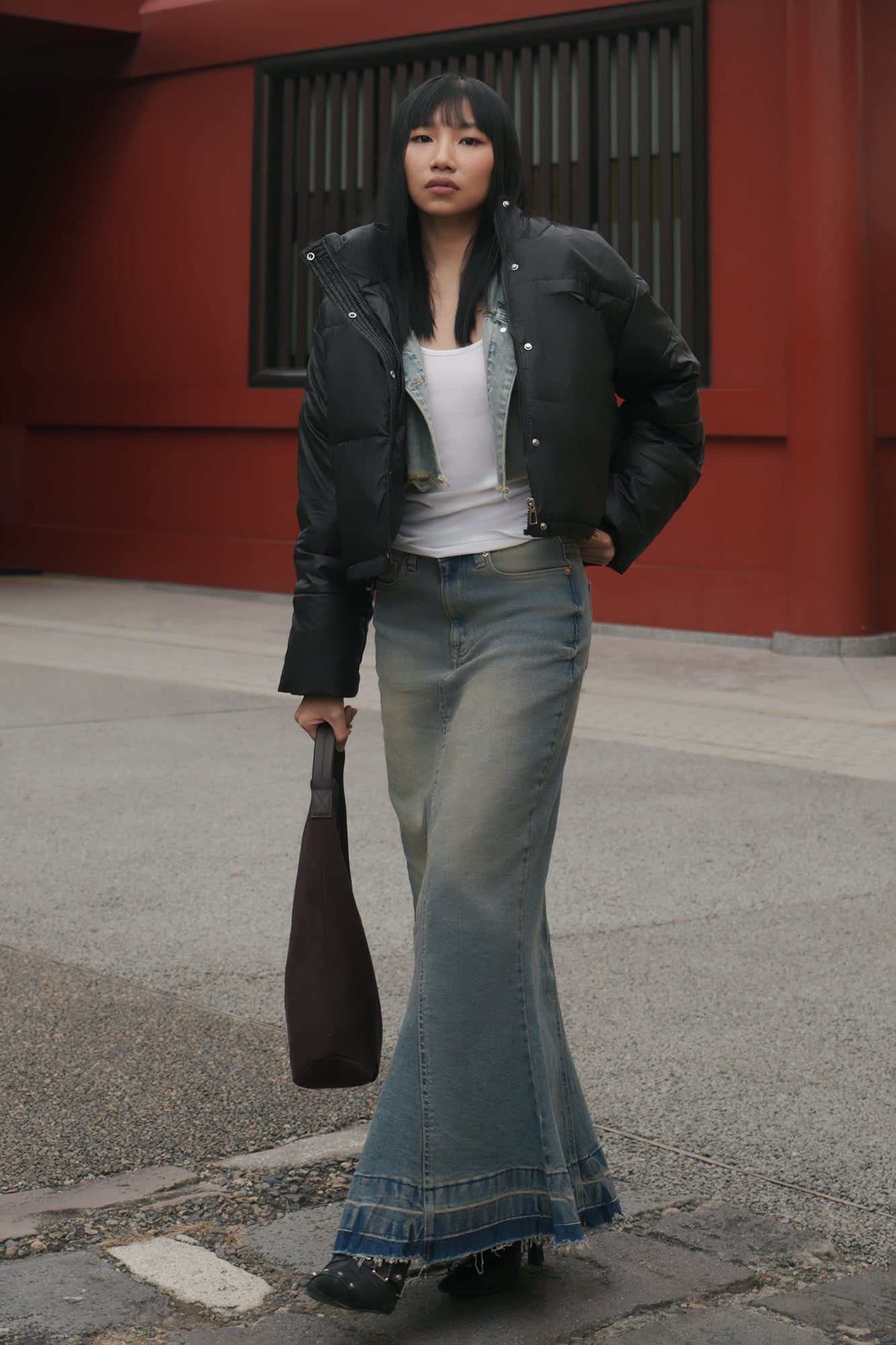 Retro Trail Denim Mermaid Skirt