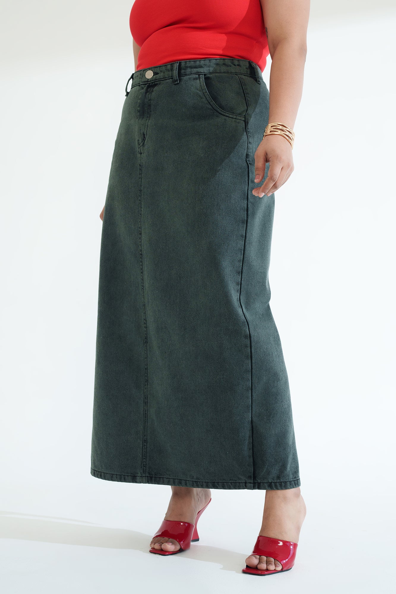 Dark Ivy Curve Long Straight Skirt