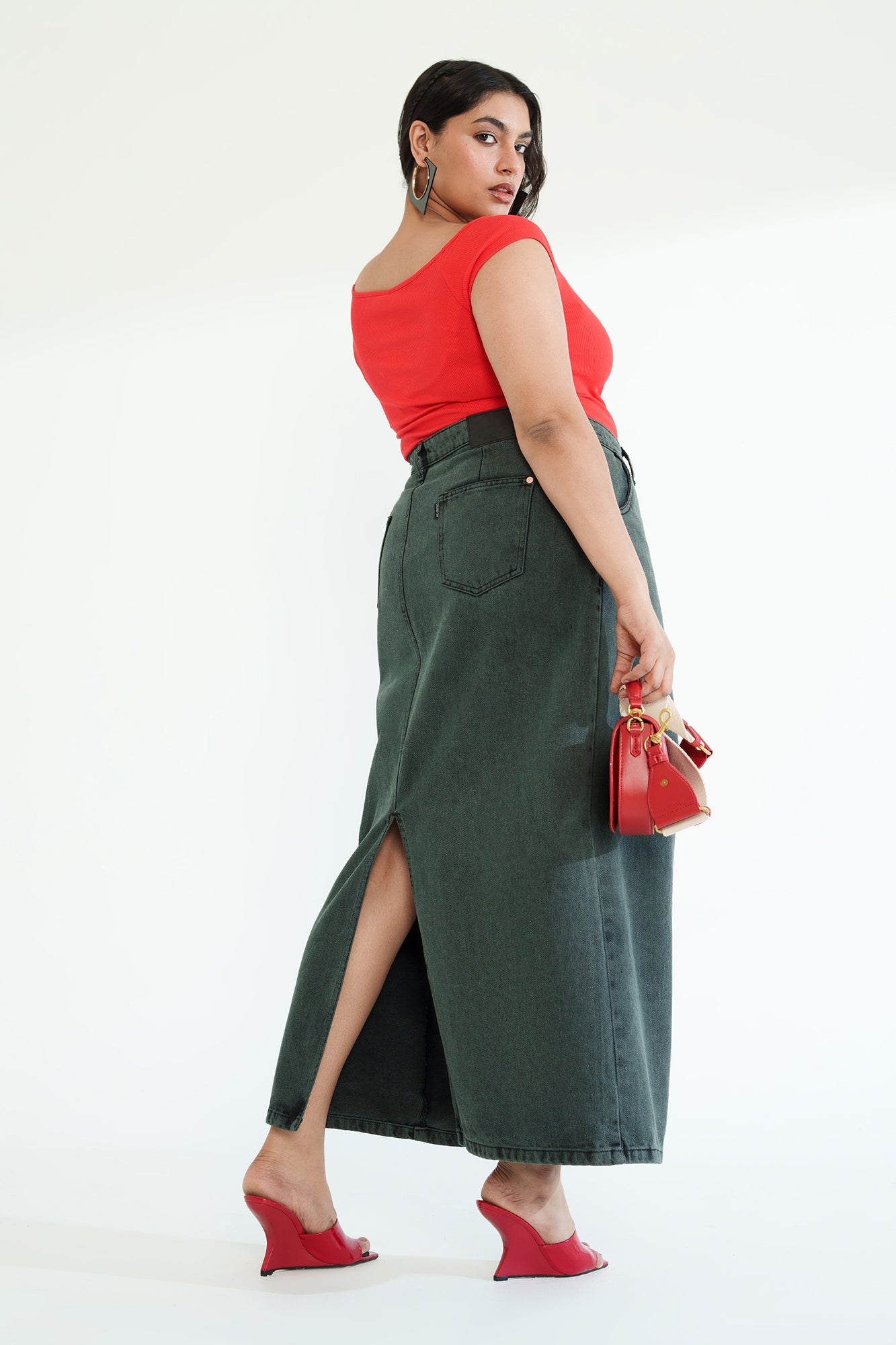 Dark Ivy Curve Long Straight Skirt