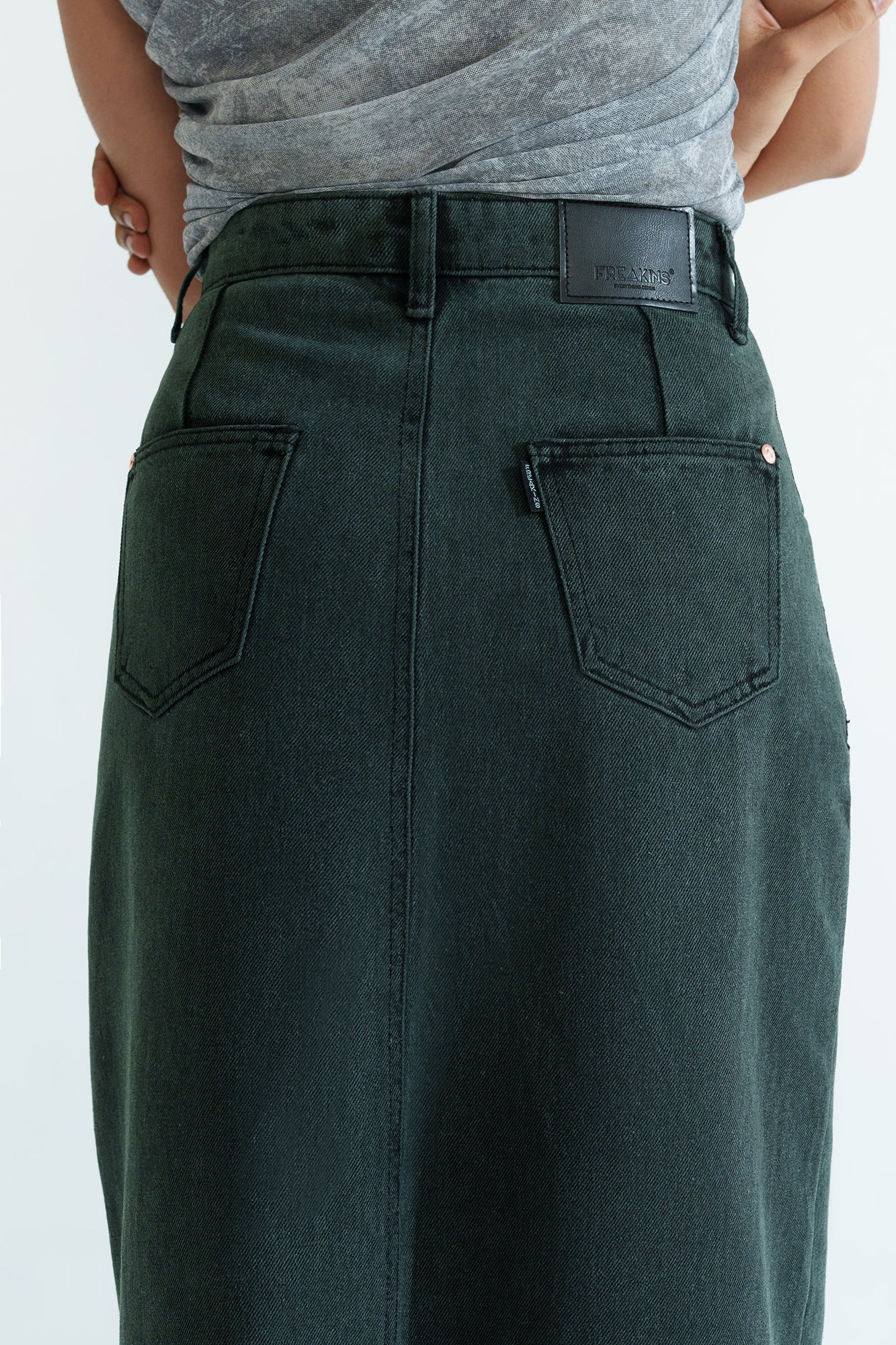 Midnight Green Long Straight Skirt