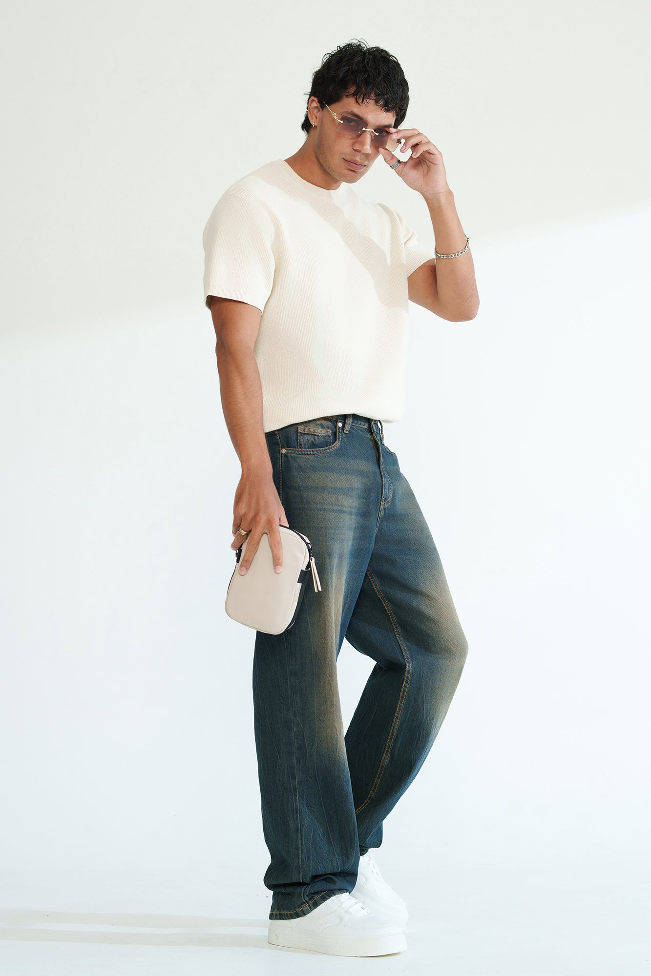 Oak Indigo Men's Baggy Straight Jeans