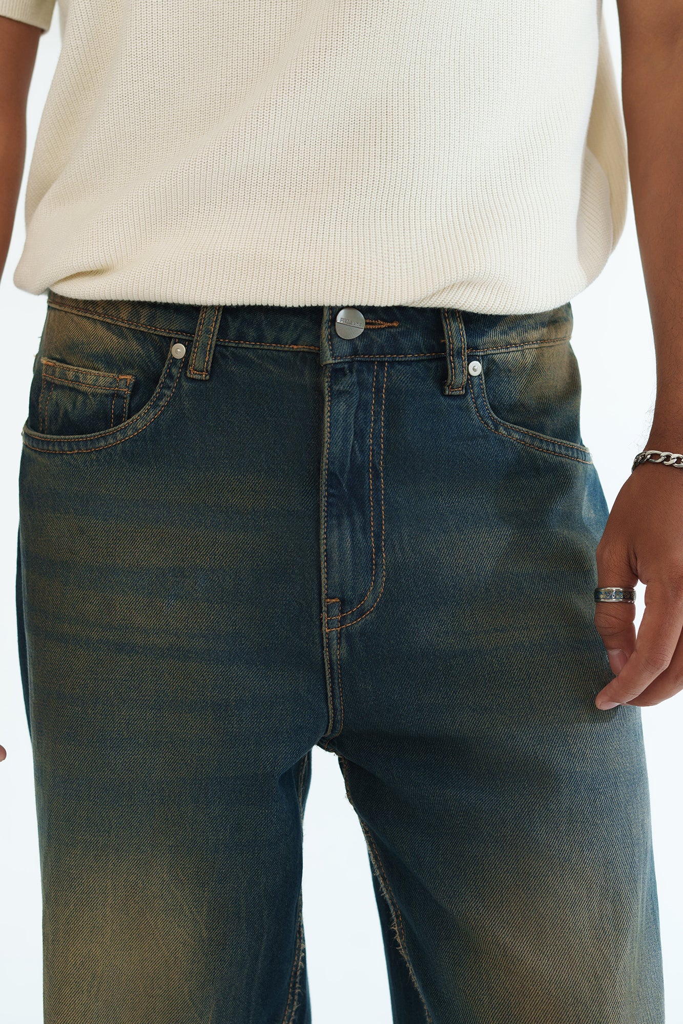 Oak Indigo Men's Baggy Straight Jeans