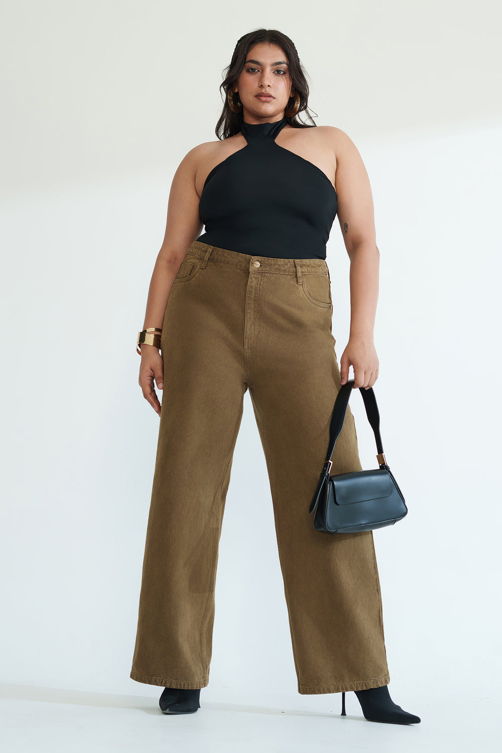 BROWN WIDE LEG JEANS 9046-10