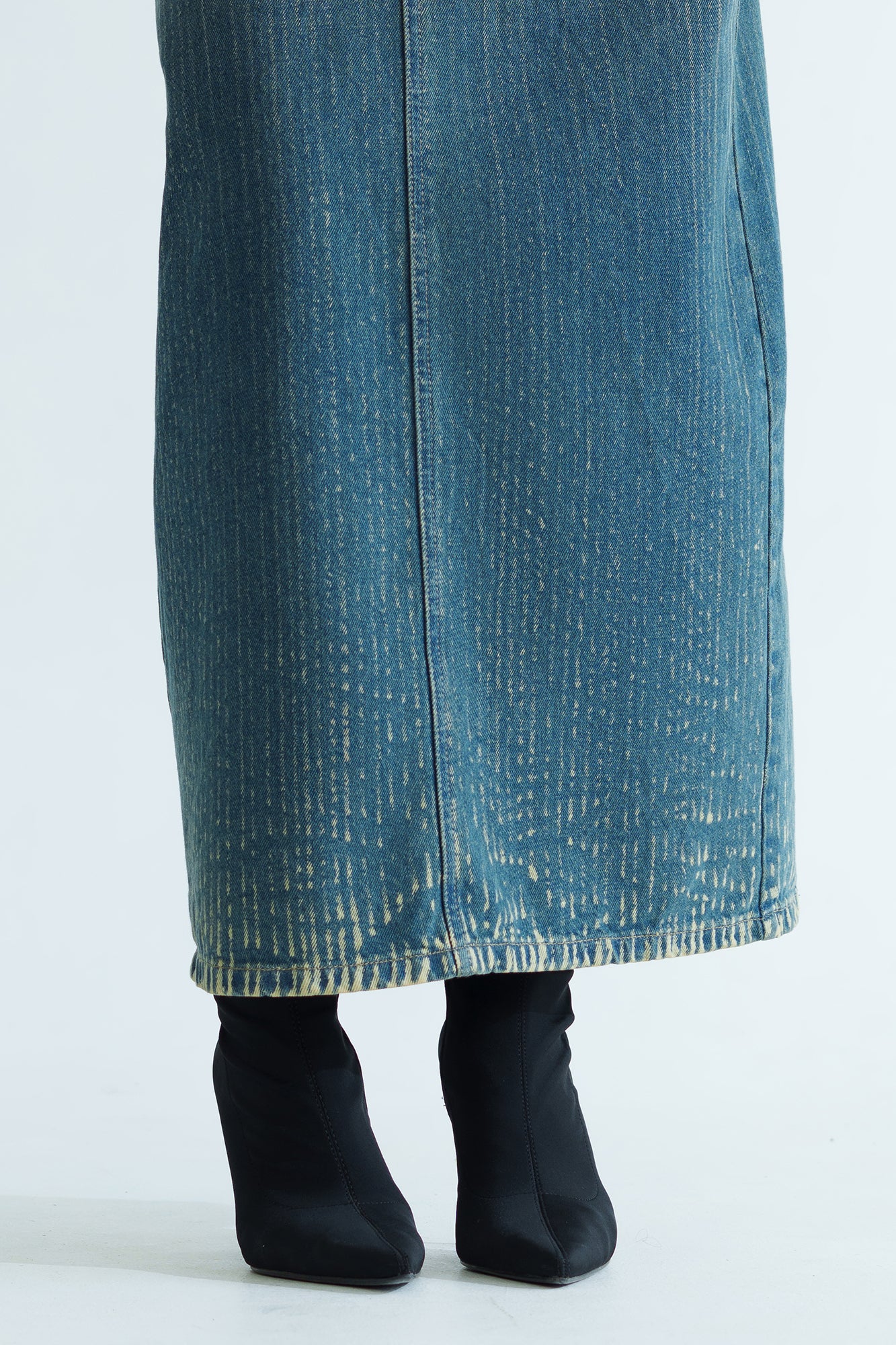 Sunfade Long Straight Denim Skirt